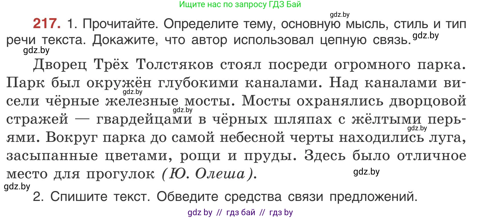 Русский язык, 5 класс Учебник, авторы: Мурина Лариса Александровна, Игнатович Татьяна Владимировна, Жадейко Жанна Фёдоровна, издательство Академия образования, Минск, 2025, голубого цвета, Часть 1, страница 125, номер 217, Условие