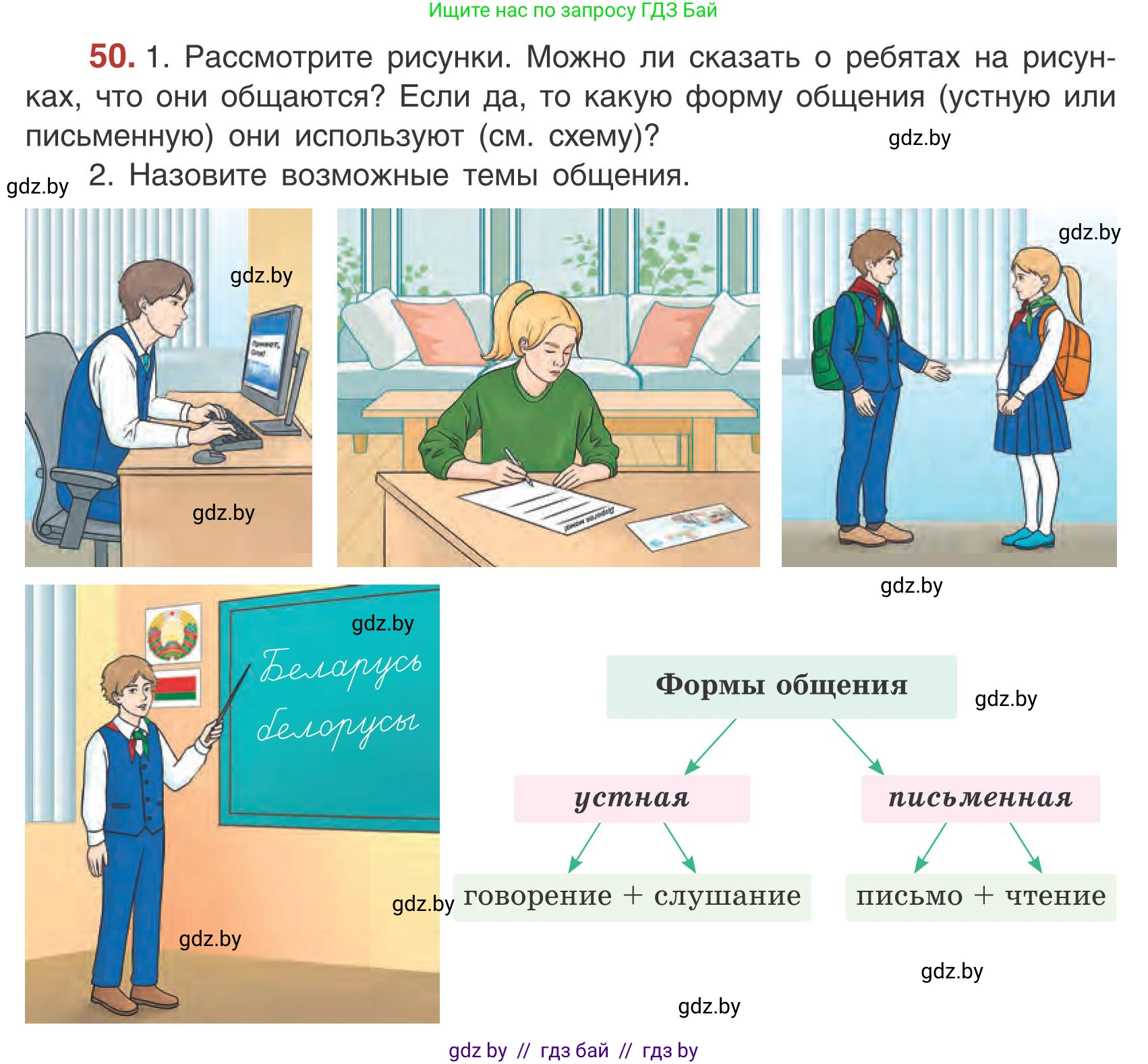 Русский язык, 5 класс Учебник, авторы: Мурина Лариса Александровна, Игнатович Татьяна Владимировна, Жадейко Жанна Фёдоровна, издательство Академия образования, Минск, 2025, голубого цвета, Часть 1, страница 35, номер 50, Условие