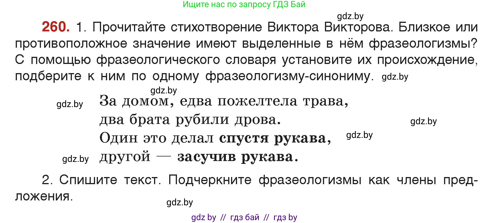 Русский язык, 5 класс Учебник, авторы: Мурина Лариса Александровна, Игнатович Татьяна Владимировна, Жадейко Жанна Фёдоровна, издательство Академия образования, Минск, 2025, голубого цвета, Часть 2, страница 128, номер 260, Условие