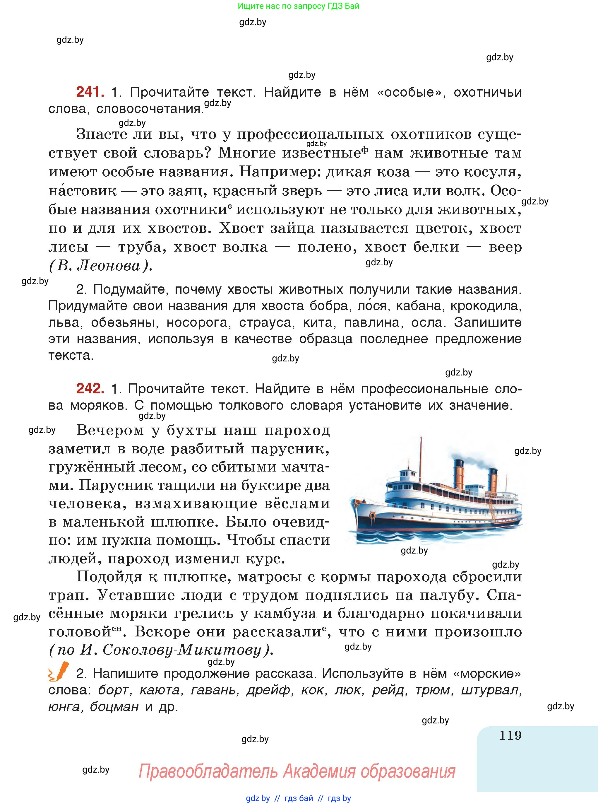 Русский язык, 5 класс Учебник, авторы: Мурина Лариса Александровна, Игнатович Татьяна Владимировна, Жадейко Жанна Фёдоровна, издательство Академия образования, Минск, 2025, голубого цвета, страница 119