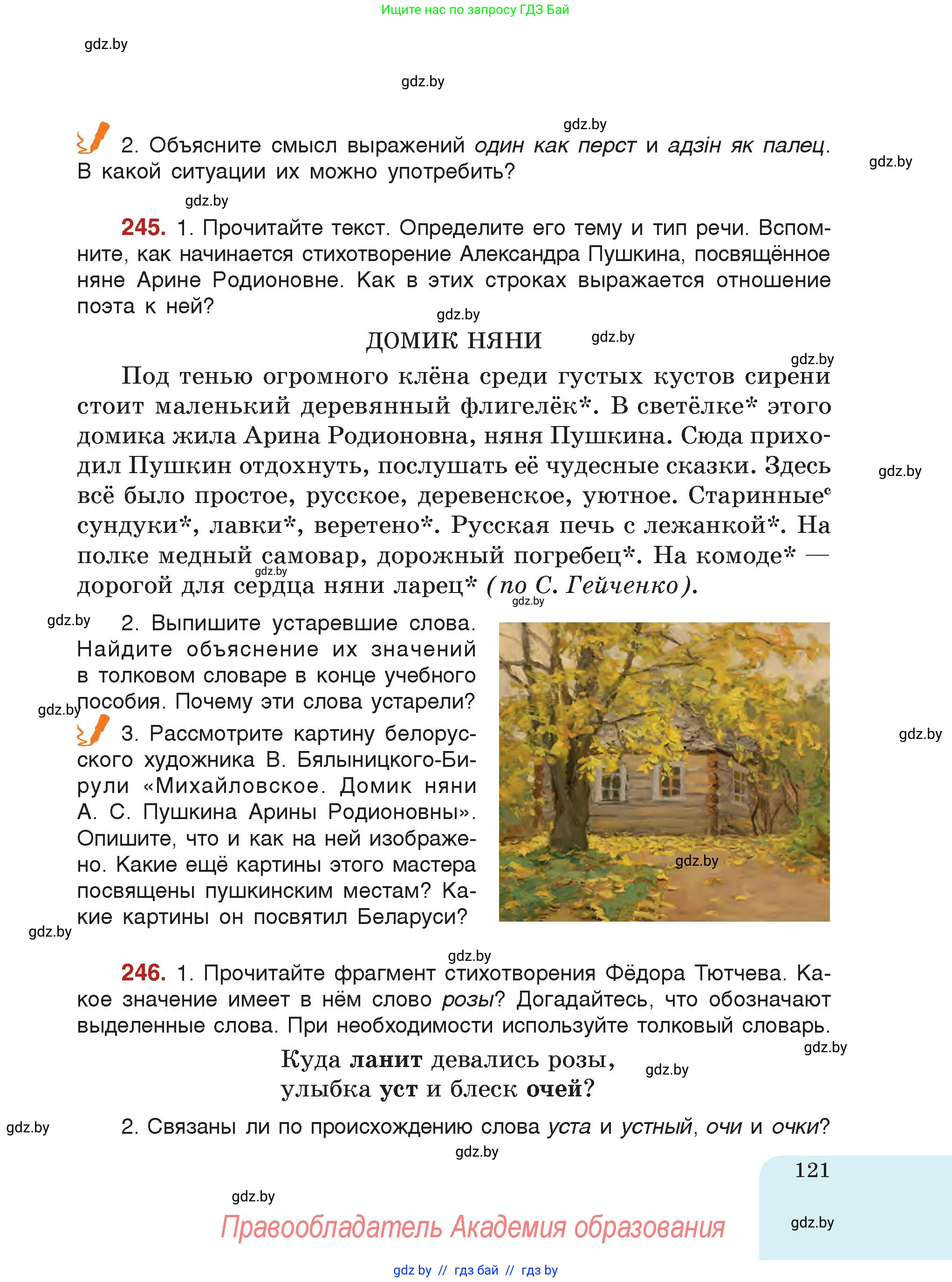 Русский язык, 5 класс Учебник, авторы: Мурина Лариса Александровна, Игнатович Татьяна Владимировна, Жадейко Жанна Фёдоровна, издательство Академия образования, Минск, 2025, голубого цвета, страница 121