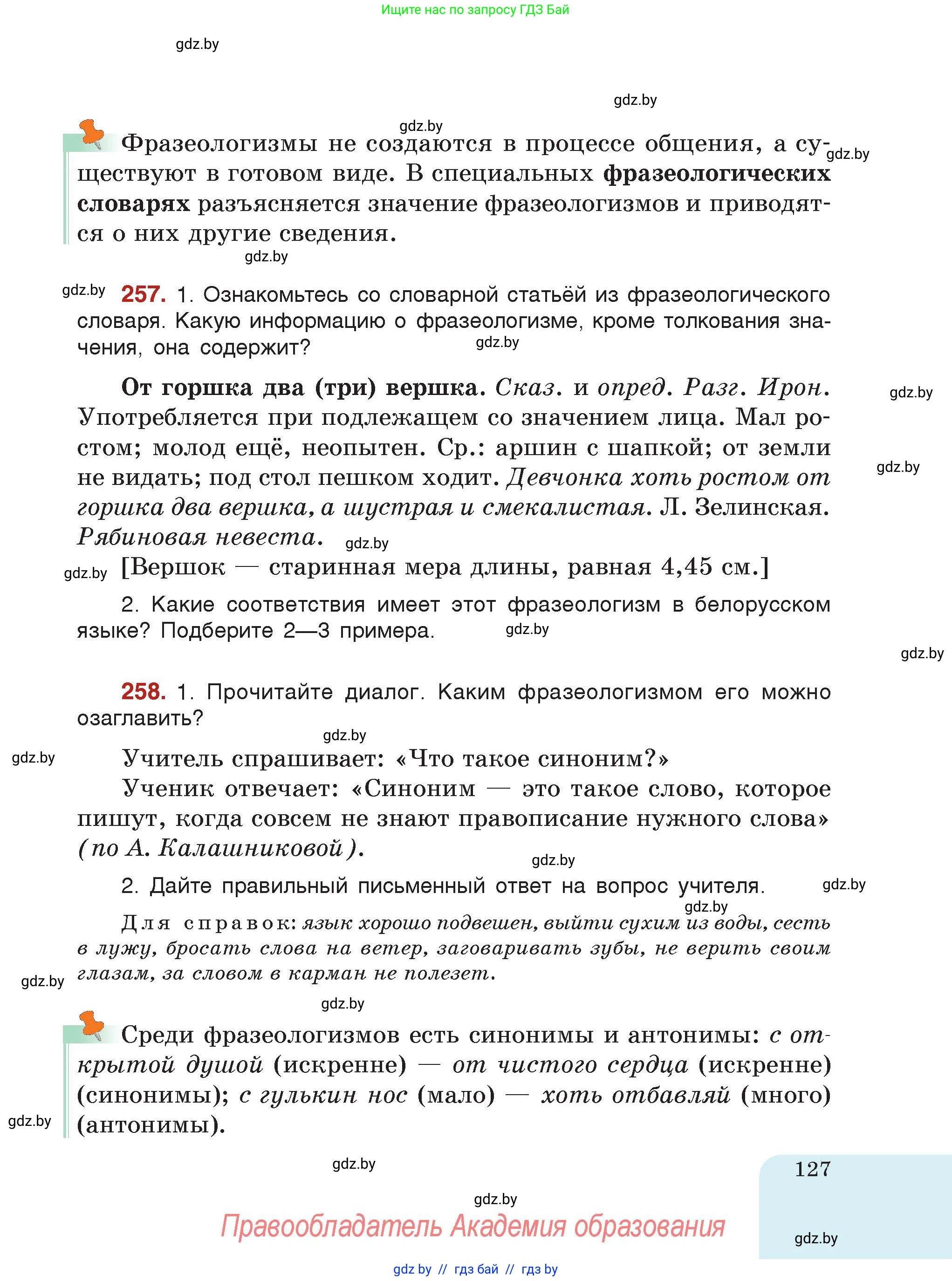 Русский язык, 5 класс Учебник, авторы: Мурина Лариса Александровна, Игнатович Татьяна Владимировна, Жадейко Жанна Фёдоровна, издательство Академия образования, Минск, 2025, голубого цвета, страница 127