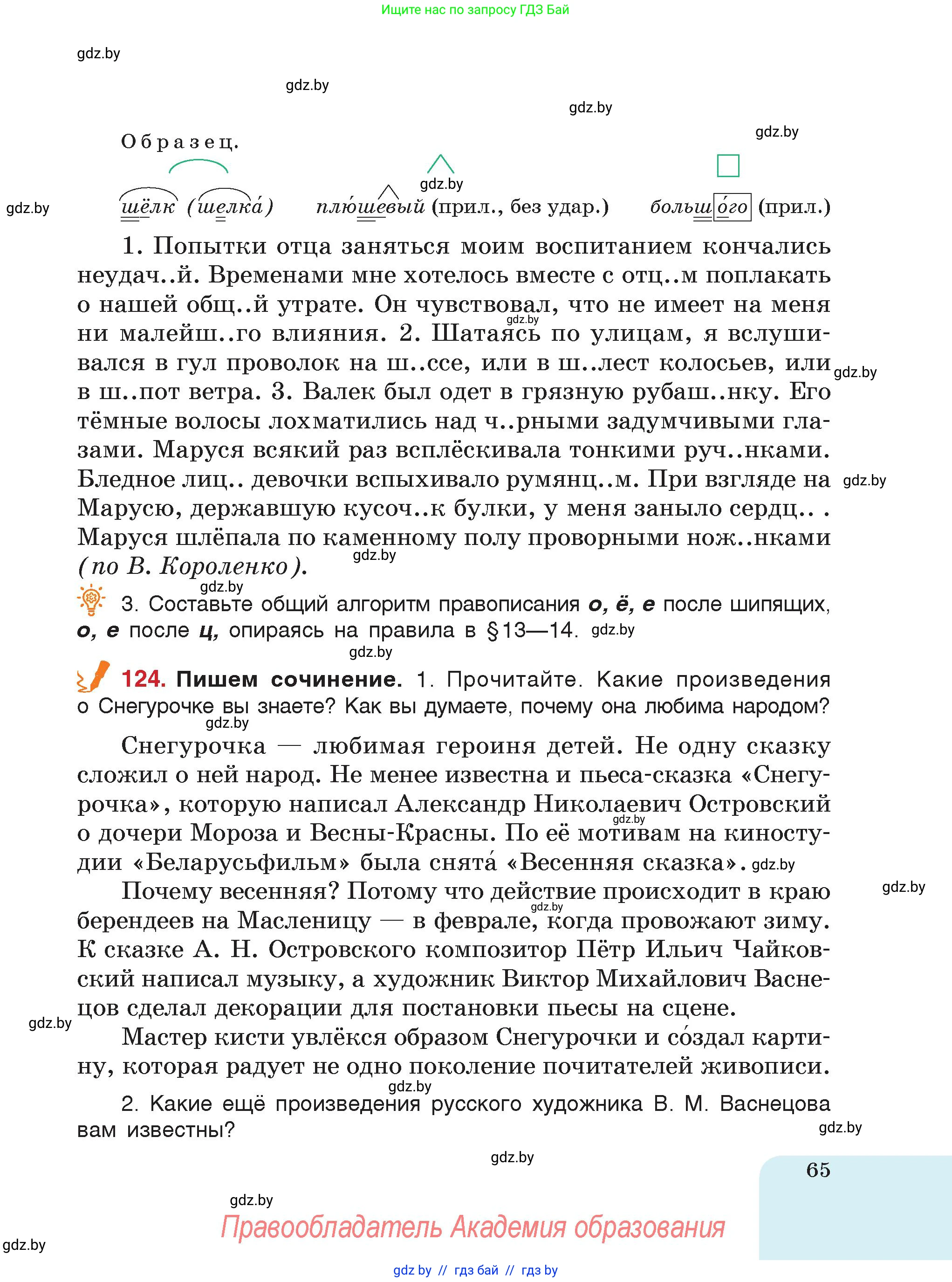 Русский язык, 5 класс Учебник, авторы: Мурина Лариса Александровна, Игнатович Татьяна Владимировна, Жадейко Жанна Фёдоровна, издательство Академия образования, Минск, 2025, голубого цвета, страница 65