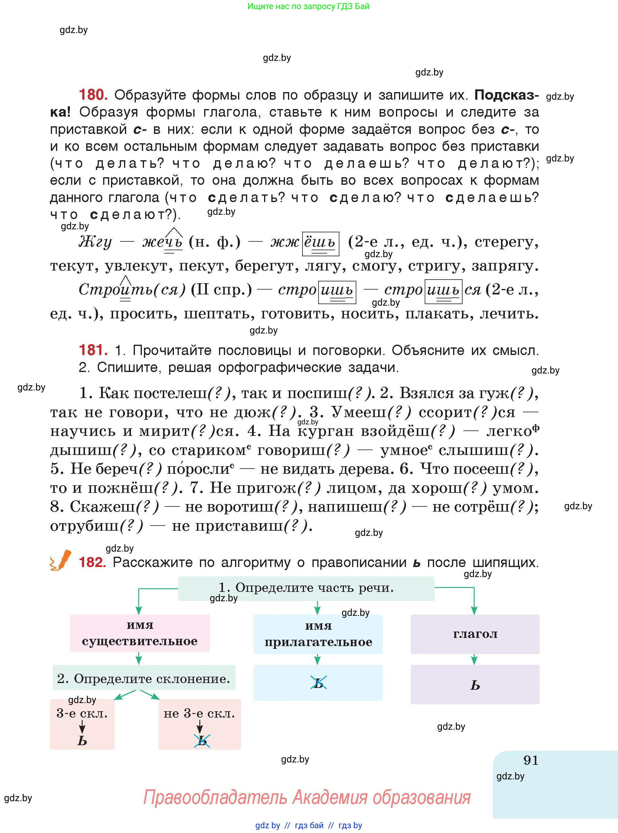 Русский язык, 5 класс Учебник, авторы: Мурина Лариса Александровна, Игнатович Татьяна Владимировна, Жадейко Жанна Фёдоровна, издательство Академия образования, Минск, 2025, голубого цвета, страница 91