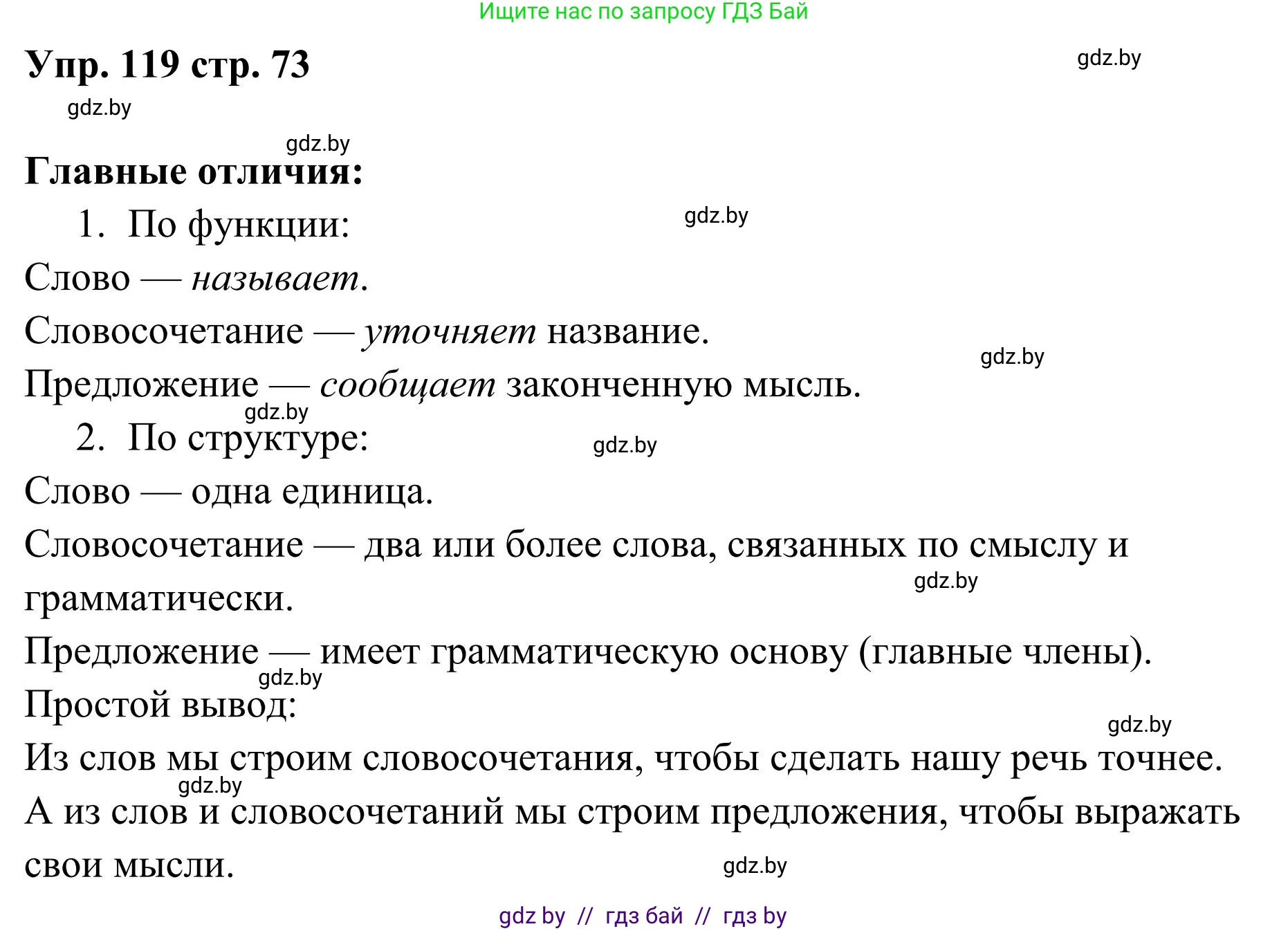 Русский язык, 5 класс Учебник, авторы: Мурина Лариса Александровна, Игнатович Татьяна Владимировна, Жадейко Жанна Фёдоровна, издательство Академия образования, Минск, 2025, голубого цвета, Часть 1, страница 73, номер 119, Решение