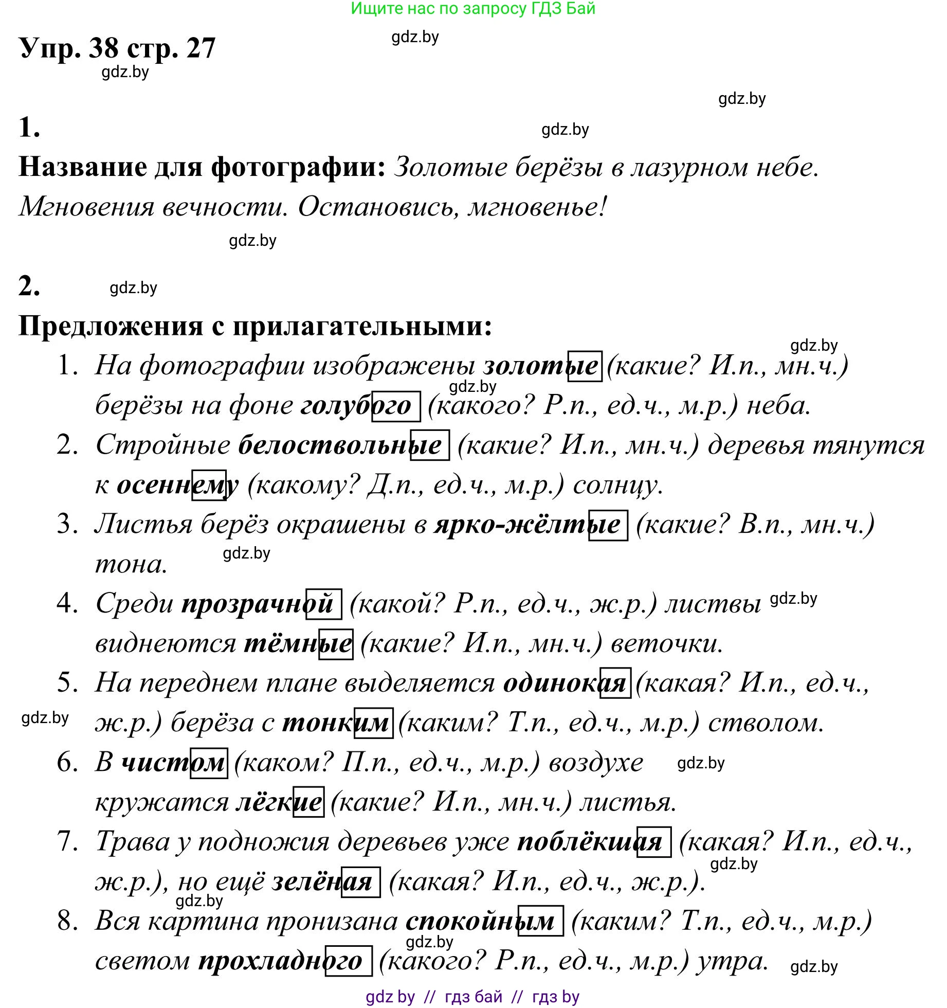 Русский язык, 5 класс Учебник, авторы: Мурина Лариса Александровна, Игнатович Татьяна Владимировна, Жадейко Жанна Фёдоровна, издательство Академия образования, Минск, 2025, голубого цвета, Часть 1, страница 27, номер 38, Решение