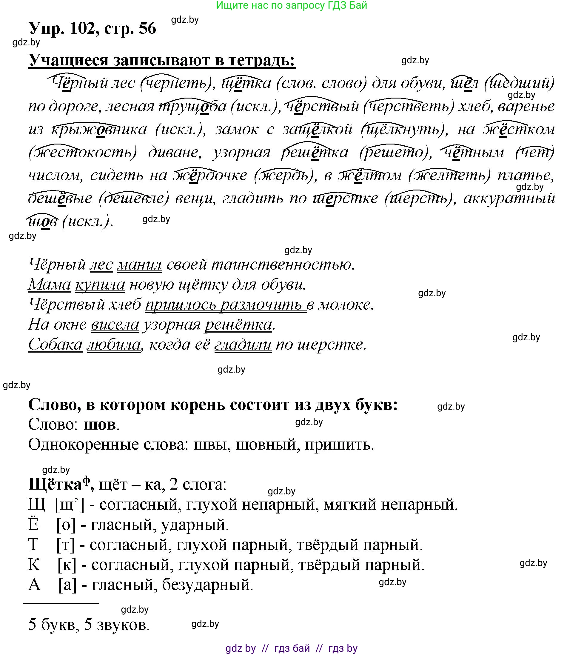Русский язык, 5 класс Учебник, авторы: Мурина Лариса Александровна, Игнатович Татьяна Владимировна, Жадейко Жанна Фёдоровна, издательство Академия образования, Минск, 2025, голубого цвета, Часть 2, страница 56, номер 102, Решение
