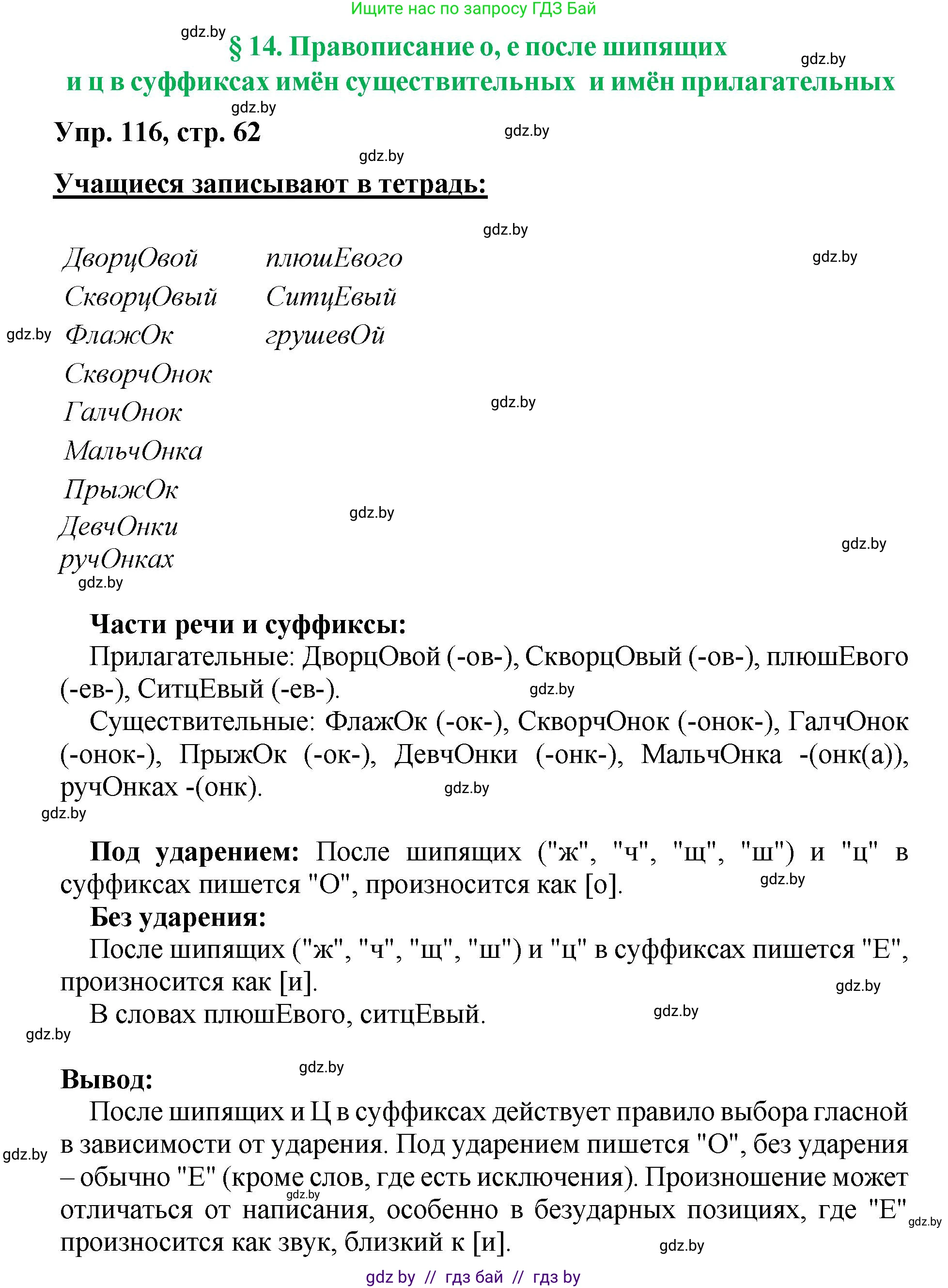 Русский язык, 5 класс Учебник, авторы: Мурина Лариса Александровна, Игнатович Татьяна Владимировна, Жадейко Жанна Фёдоровна, издательство Академия образования, Минск, 2025, голубого цвета, Часть 2, страница 62, номер 116, Решение