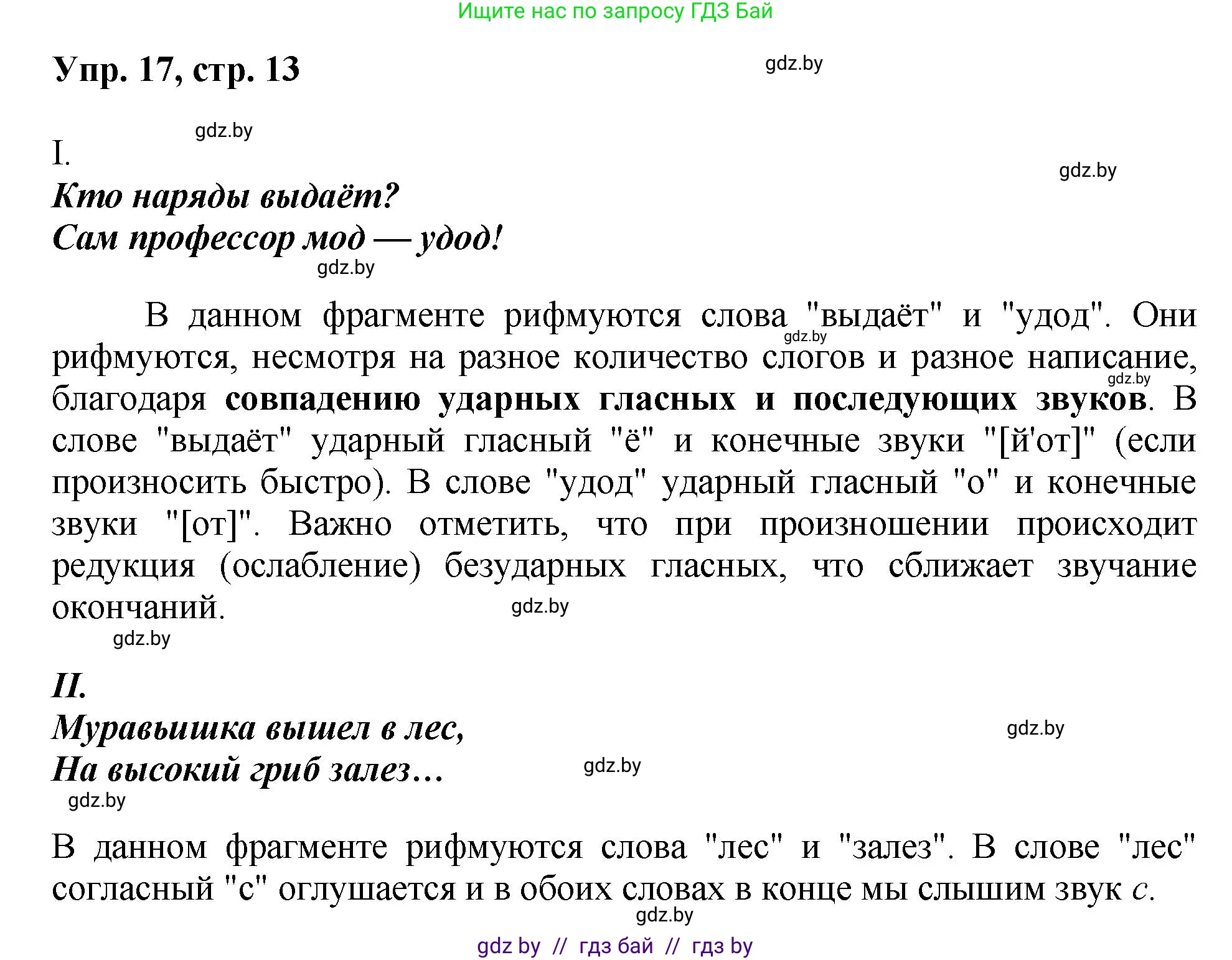 Русский язык, 5 класс Учебник, авторы: Мурина Лариса Александровна, Игнатович Татьяна Владимировна, Жадейко Жанна Фёдоровна, издательство Академия образования, Минск, 2025, голубого цвета, Часть 2, страница 13, номер 17, Решение