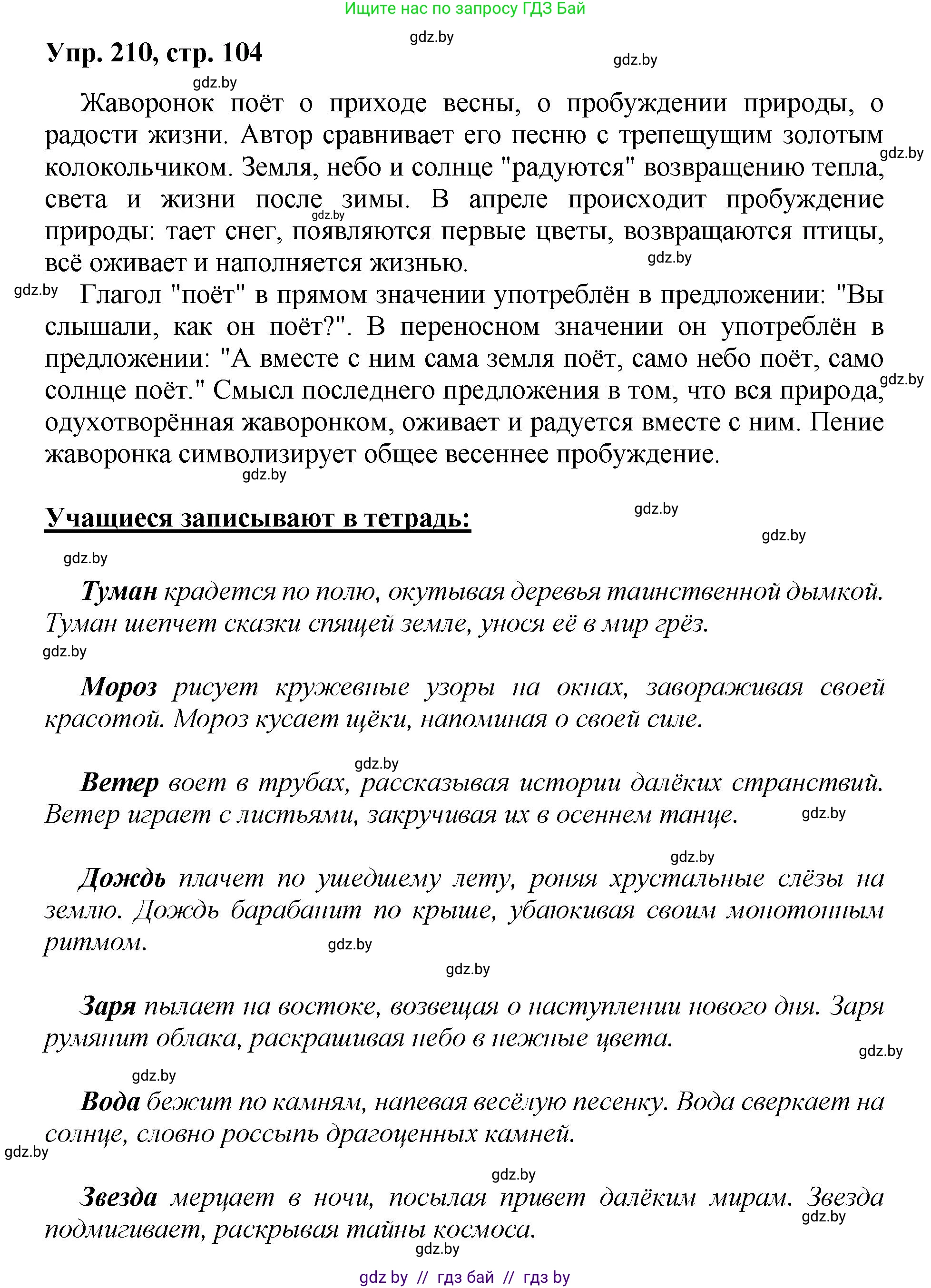 Русский язык, 5 класс Учебник, авторы: Мурина Лариса Александровна, Игнатович Татьяна Владимировна, Жадейко Жанна Фёдоровна, издательство Академия образования, Минск, 2025, голубого цвета, Часть 2, страница 104, номер 210, Решение