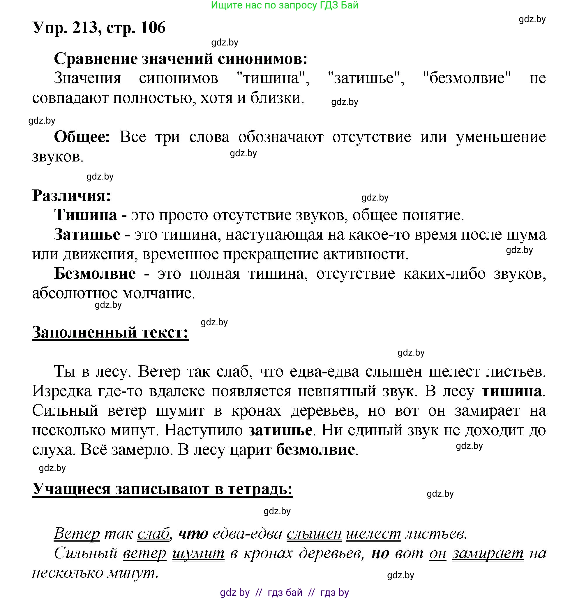 Русский язык, 5 класс Учебник, авторы: Мурина Лариса Александровна, Игнатович Татьяна Владимировна, Жадейко Жанна Фёдоровна, издательство Академия образования, Минск, 2025, голубого цвета, Часть 2, страница 106, номер 213, Решение