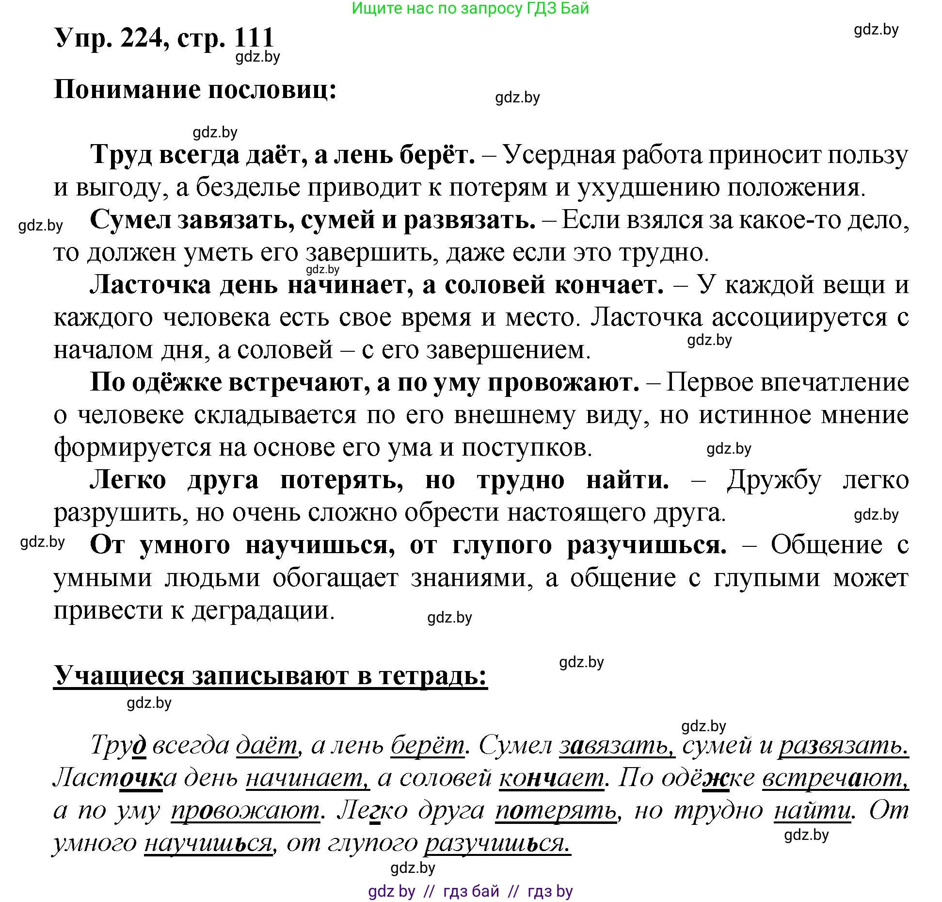 Русский язык, 5 класс Учебник, авторы: Мурина Лариса Александровна, Игнатович Татьяна Владимировна, Жадейко Жанна Фёдоровна, издательство Академия образования, Минск, 2025, голубого цвета, Часть 2, страница 111, номер 224, Решение