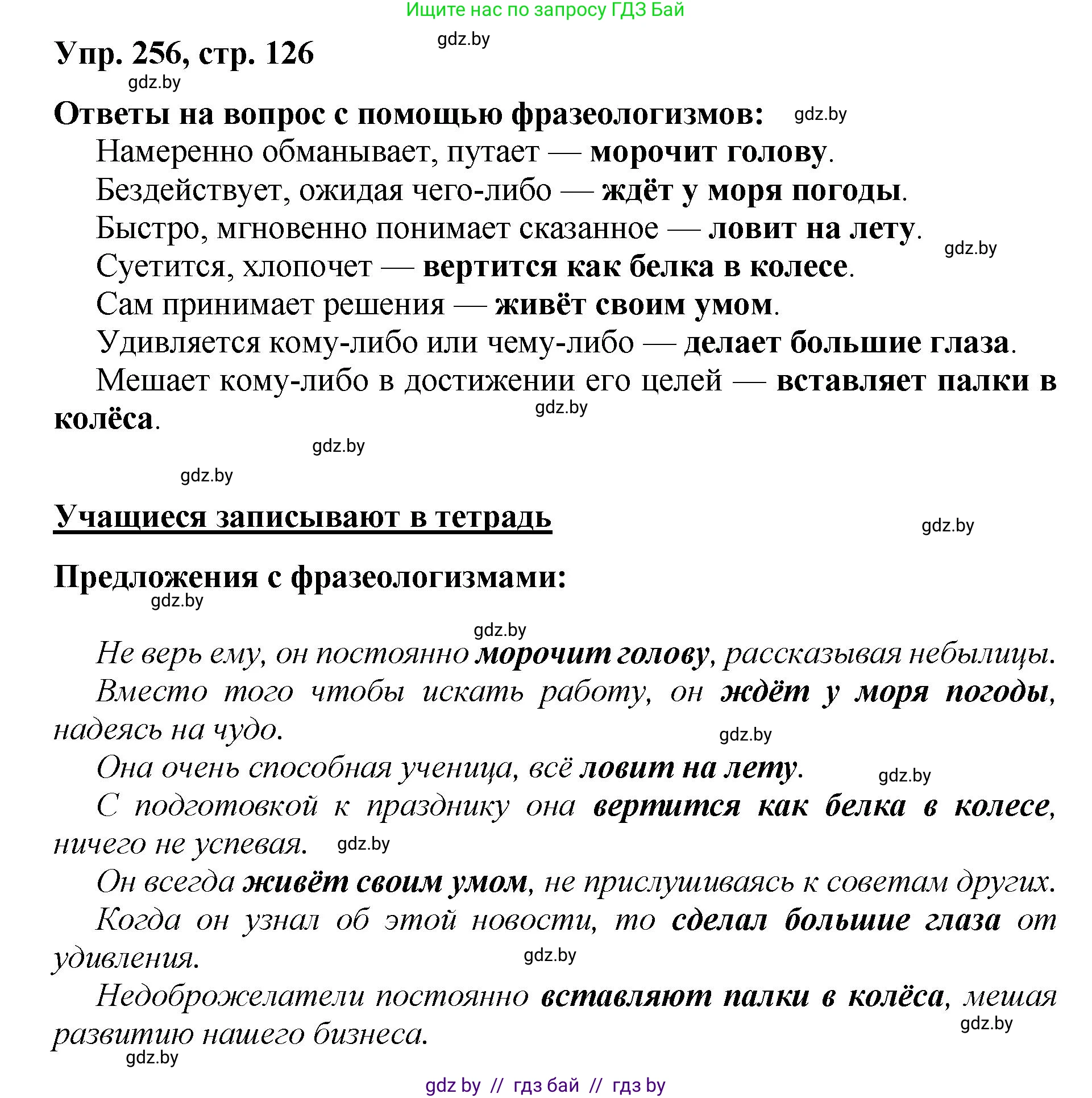 Русский язык, 5 класс Учебник, авторы: Мурина Лариса Александровна, Игнатович Татьяна Владимировна, Жадейко Жанна Фёдоровна, издательство Академия образования, Минск, 2025, голубого цвета, Часть 2, страница 126, номер 256, Решение
