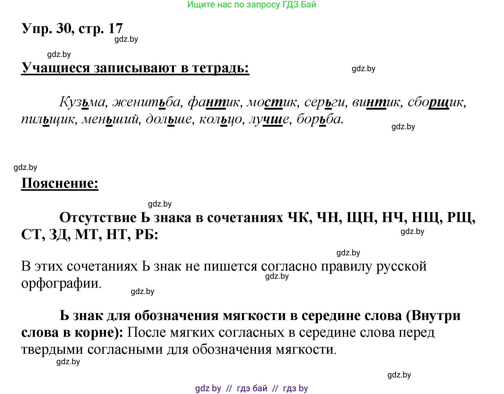 Русский язык, 5 класс Учебник, авторы: Мурина Лариса Александровна, Игнатович Татьяна Владимировна, Жадейко Жанна Фёдоровна, издательство Академия образования, Минск, 2025, голубого цвета, Часть 2, страница 17, номер 30, Решение
