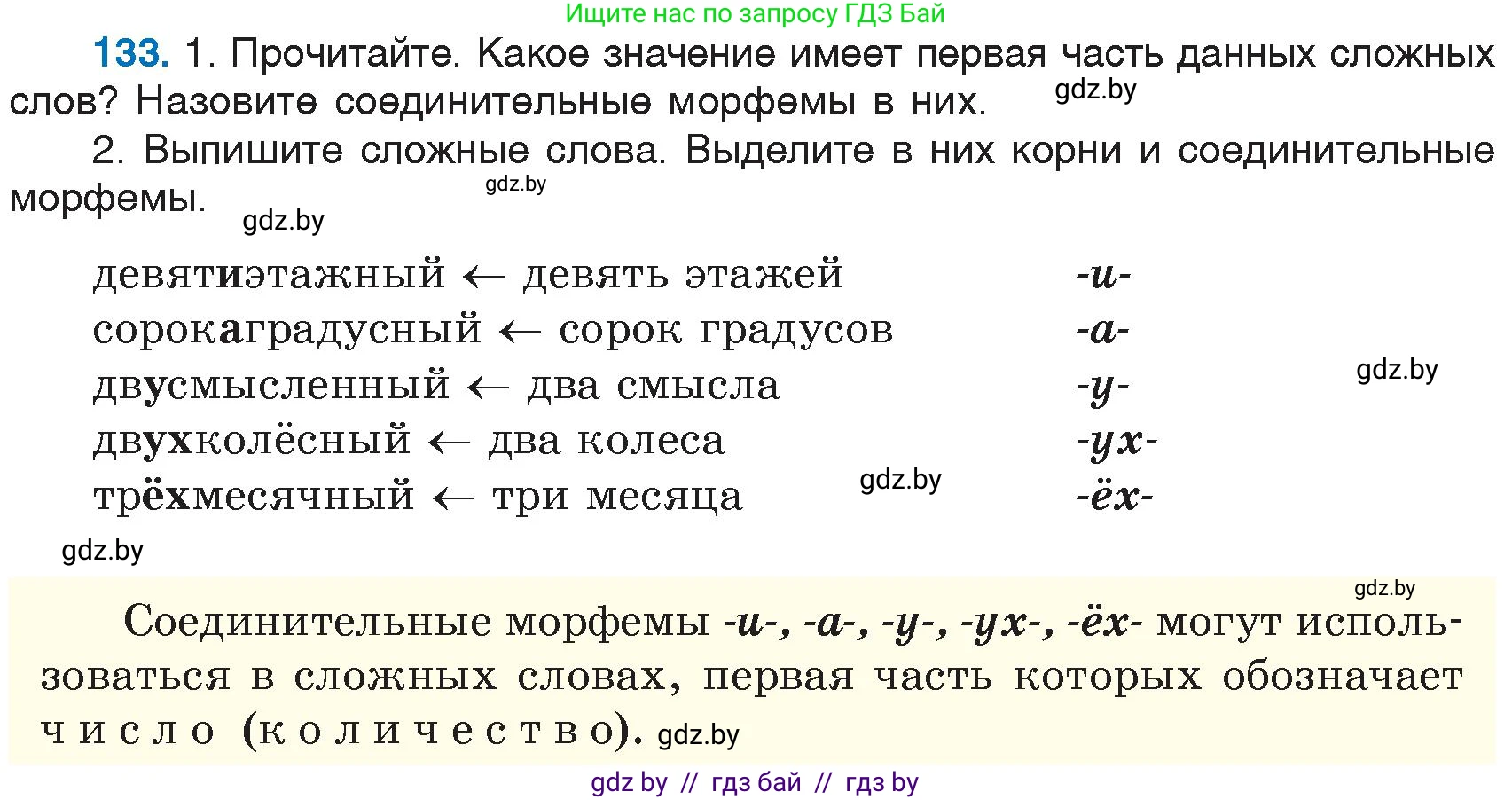 Русский язык, 6 класс Учебник, авторы: Мурина Лариса Александровна, Игнатович Татьяна Владимировна, Жадейко Жанна Фёдоровна, издательство Национальный институт образования, Минск, 2020, страница 65, номер 133, Условие