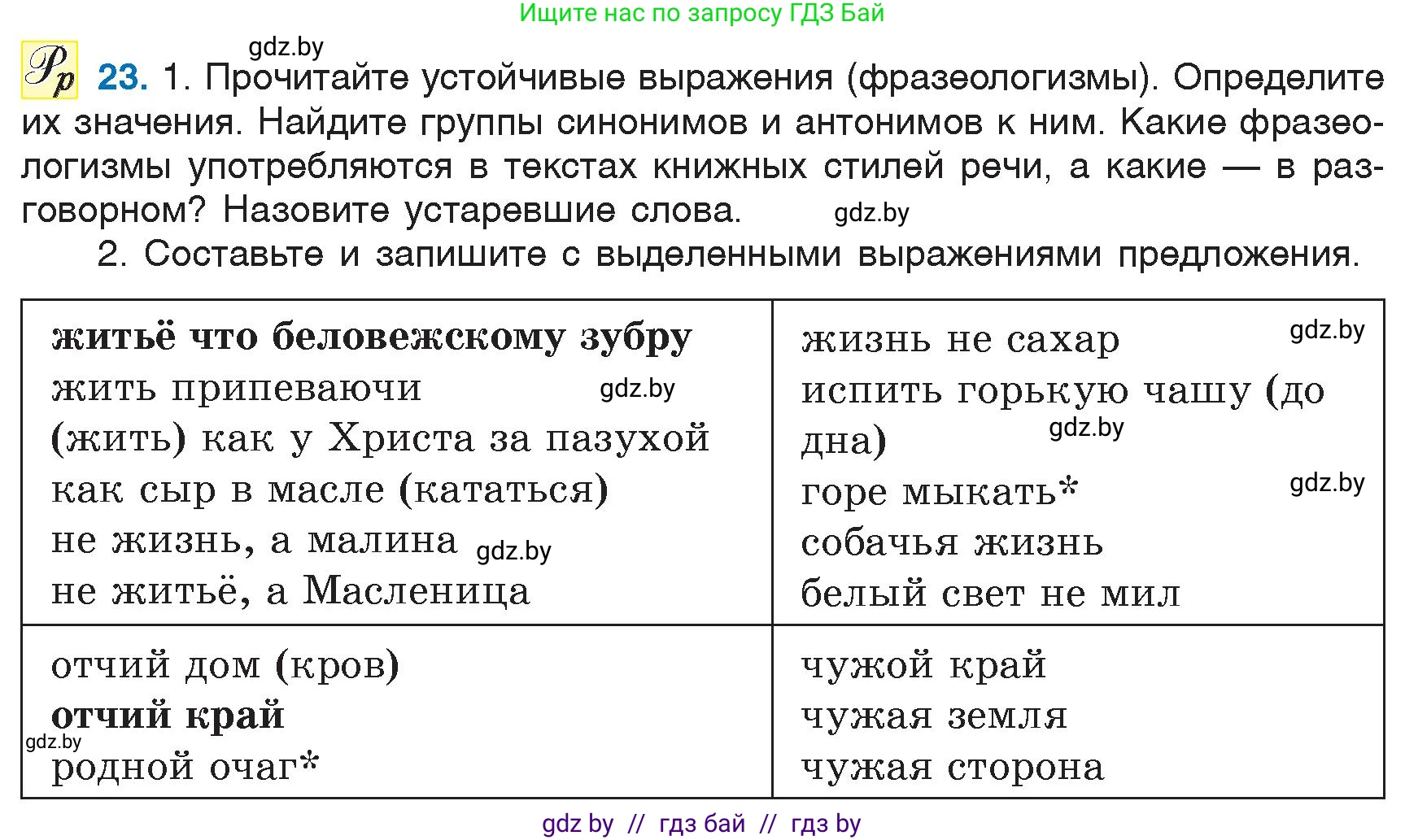 Русский язык, 6 класс Учебник, авторы: Мурина Лариса Александровна, Игнатович Татьяна Владимировна, Жадейко Жанна Фёдоровна, издательство Национальный институт образования, Минск, 2020, страница 17, номер 23, Условие