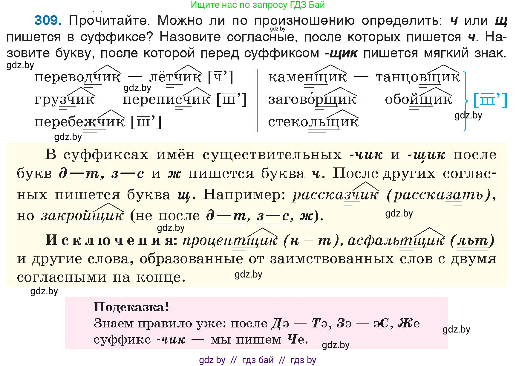 Русский язык, 6 класс Учебник, авторы: Мурина Лариса Александровна, Игнатович Татьяна Владимировна, Жадейко Жанна Фёдоровна, издательство Национальный институт образования, Минск, 2020, страница 146, номер 309, Условие