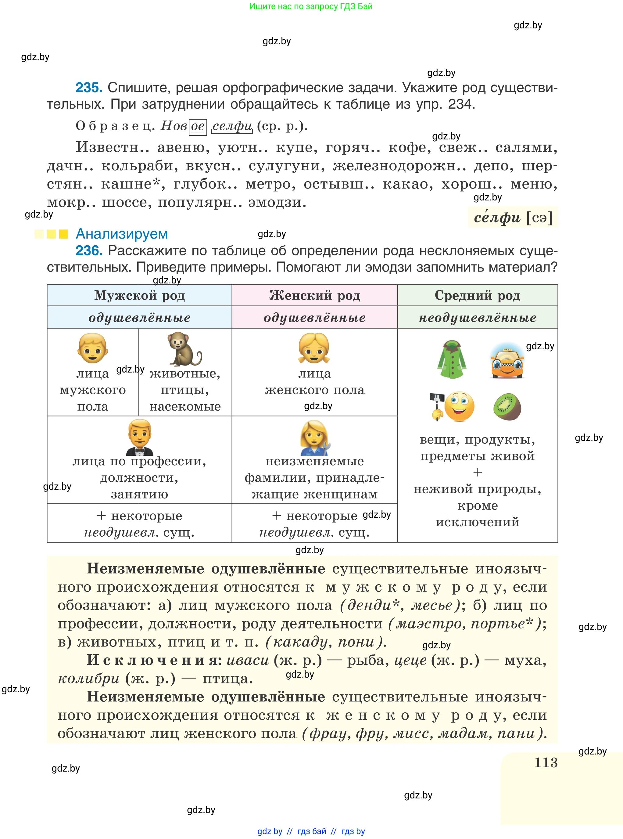 Русский язык, 6 класс Учебник, авторы: Мурина Лариса Александровна, Игнатович Татьяна Владимировна, Жадейко Жанна Фёдоровна, издательство Национальный институт образования, Минск, 2020, страница 113