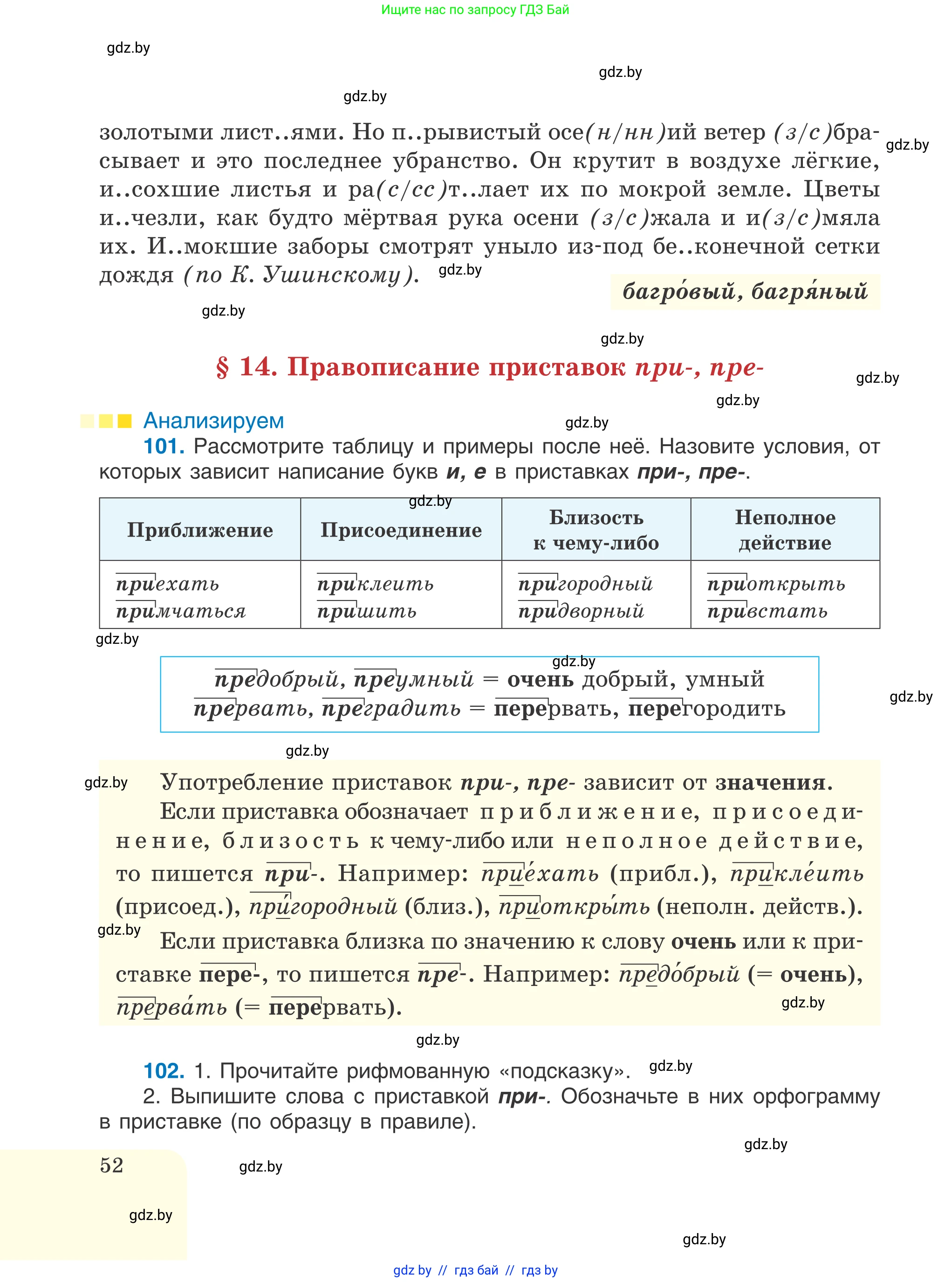 Русский язык, 6 класс Учебник, авторы: Мурина Лариса Александровна, Игнатович Татьяна Владимировна, Жадейко Жанна Фёдоровна, издательство Национальный институт образования, Минск, 2020, страница 52
