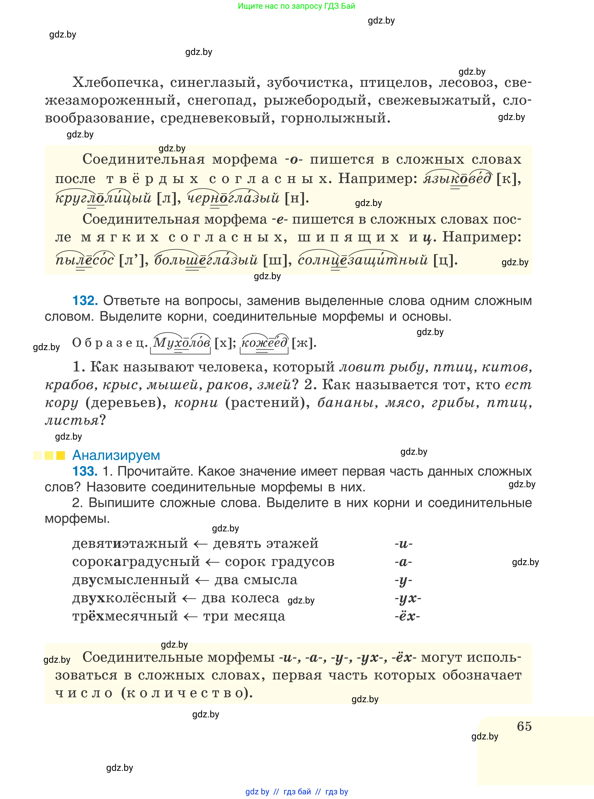 Русский язык, 6 класс Учебник, авторы: Мурина Лариса Александровна, Игнатович Татьяна Владимировна, Жадейко Жанна Фёдоровна, издательство Национальный институт образования, Минск, 2020, страница 65