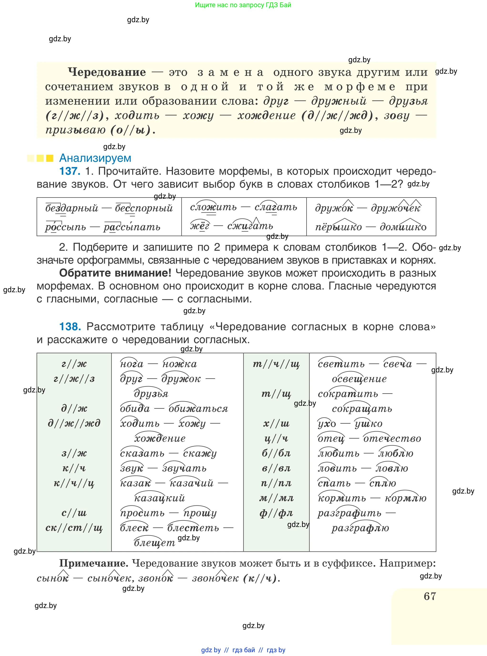 Русский язык, 6 класс Учебник, авторы: Мурина Лариса Александровна, Игнатович Татьяна Владимировна, Жадейко Жанна Фёдоровна, издательство Национальный институт образования, Минск, 2020, страница 67