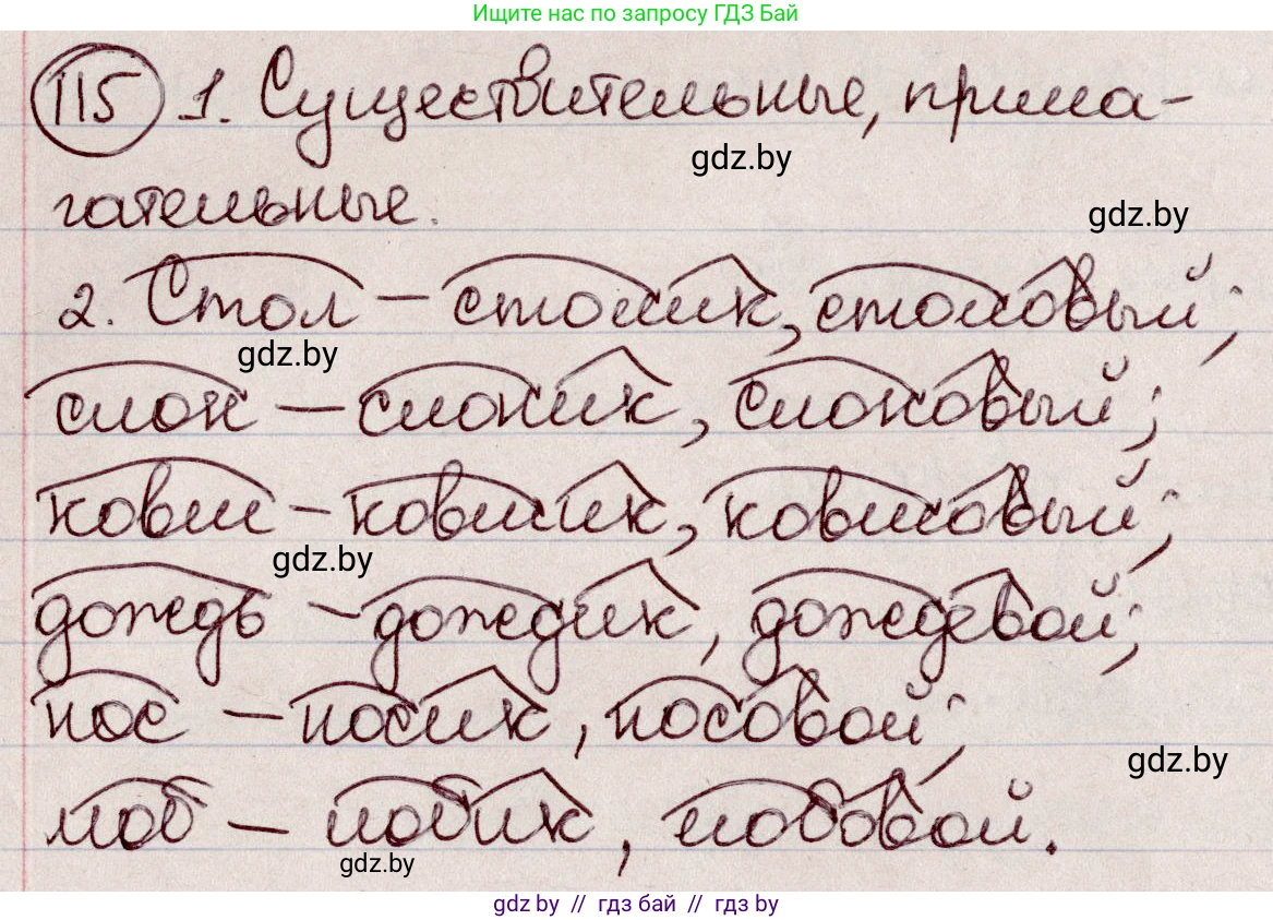 Русский язык, 6 класс Учебник, авторы: Мурина Лариса Александровна, Игнатович Татьяна Владимировна, Жадейко Жанна Фёдоровна, издательство Национальный институт образования, Минск, 2020, страница 59, номер 115, Решение 2