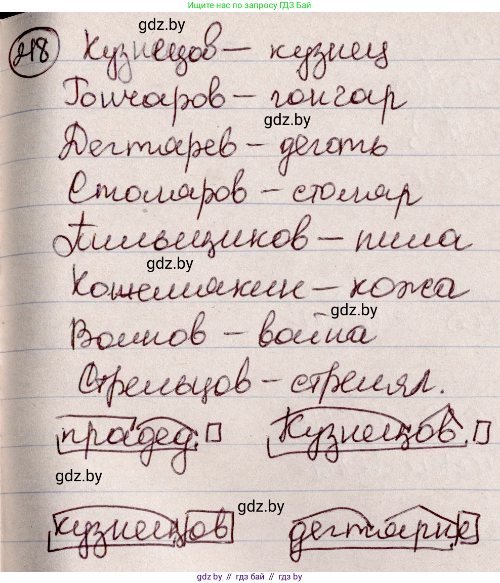 Русский язык, 6 класс Учебник, авторы: Мурина Лариса Александровна, Игнатович Татьяна Владимировна, Жадейко Жанна Фёдоровна, издательство Национальный институт образования, Минск, 2020, страница 105, номер 218, Решение 2