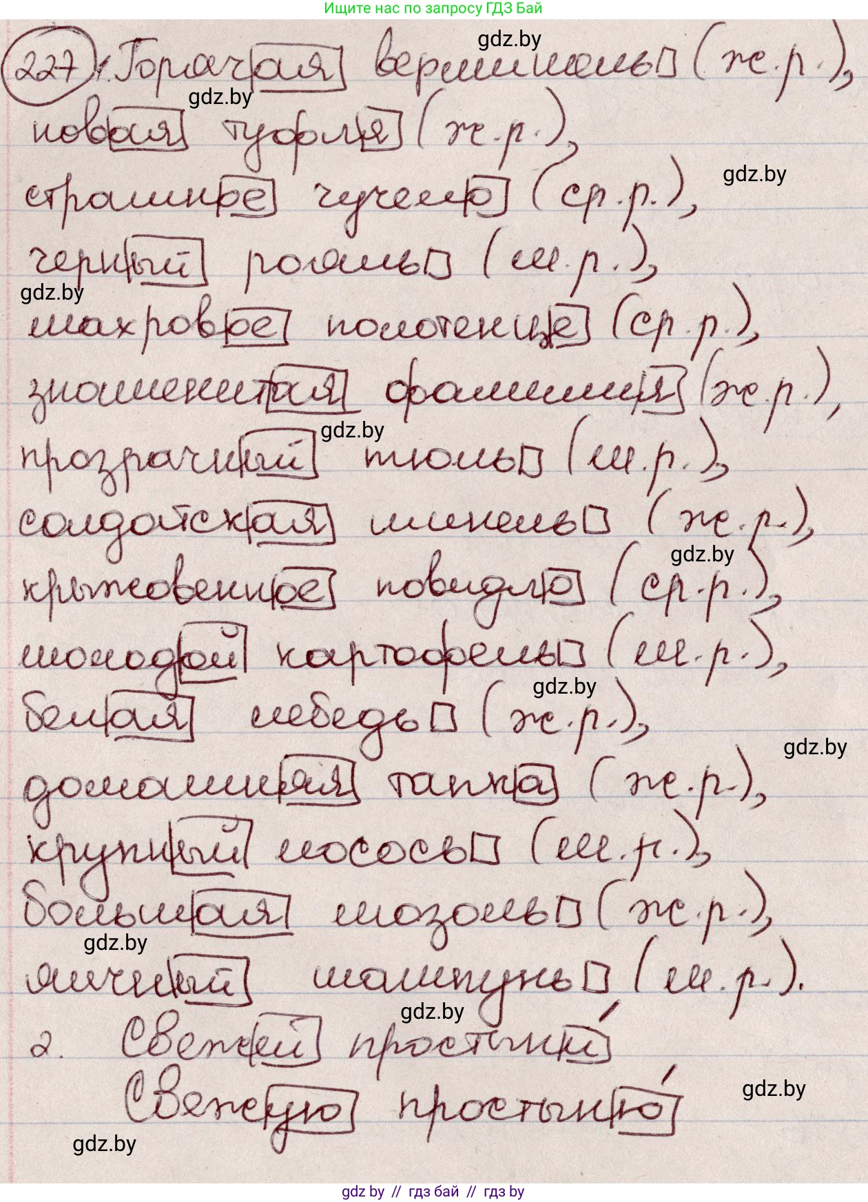 Русский язык, 6 класс Учебник, авторы: Мурина Лариса Александровна, Игнатович Татьяна Владимировна, Жадейко Жанна Фёдоровна, издательство Национальный институт образования, Минск, 2020, страница 109, номер 227, Решение 2