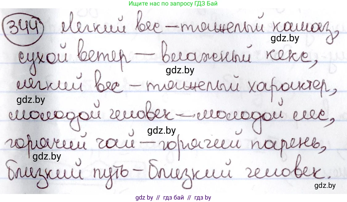 Русский язык, 6 класс Учебник, авторы: Мурина Лариса Александровна, Игнатович Татьяна Владимировна, Жадейко Жанна Фёдоровна, издательство Национальный институт образования, Минск, 2020, страница 159, номер 344, Решение 2