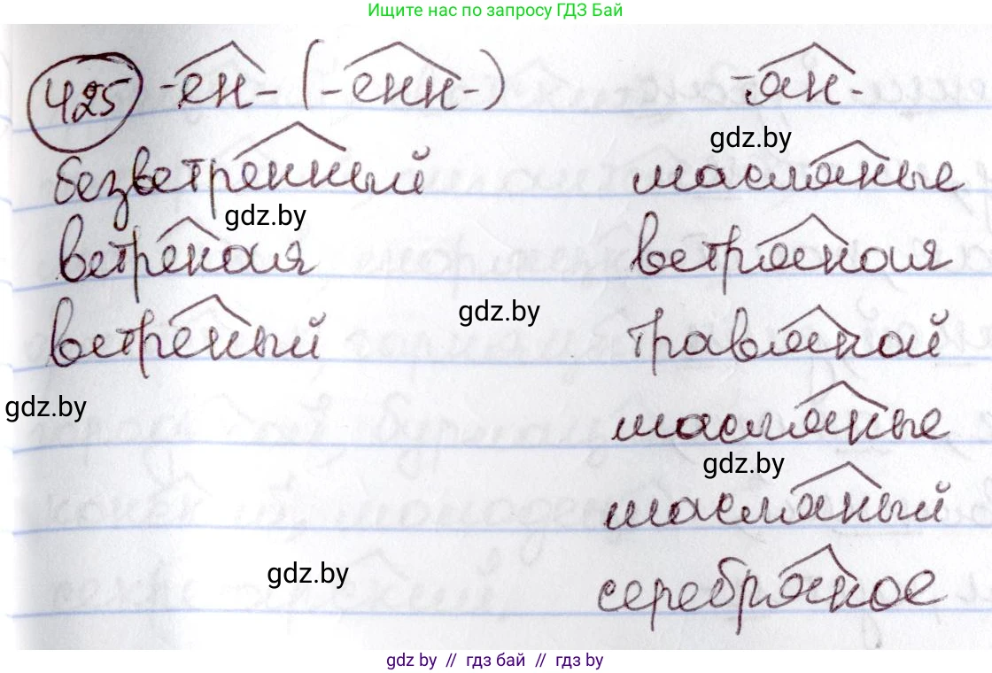 Русский язык, 6 класс Учебник, авторы: Мурина Лариса Александровна, Игнатович Татьяна Владимировна, Жадейко Жанна Фёдоровна, издательство Национальный институт образования, Минск, 2020, страница 190, номер 425, Решение 2