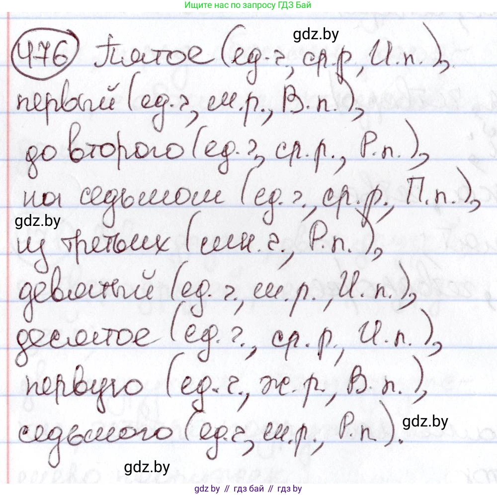 Русский язык, 6 класс Учебник, авторы: Мурина Лариса Александровна, Игнатович Татьяна Владимировна, Жадейко Жанна Фёдоровна, издательство Национальный институт образования, Минск, 2020, страница 208, номер 476, Решение 2