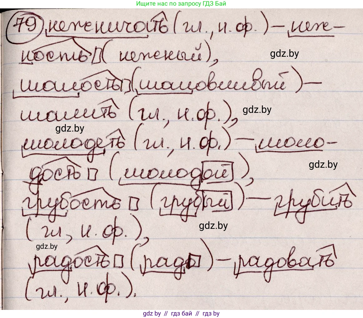 Русский язык, 6 класс Учебник, авторы: Мурина Лариса Александровна, Игнатович Татьяна Владимировна, Жадейко Жанна Фёдоровна, издательство Национальный институт образования, Минск, 2020, страница 43, номер 79, Решение 2