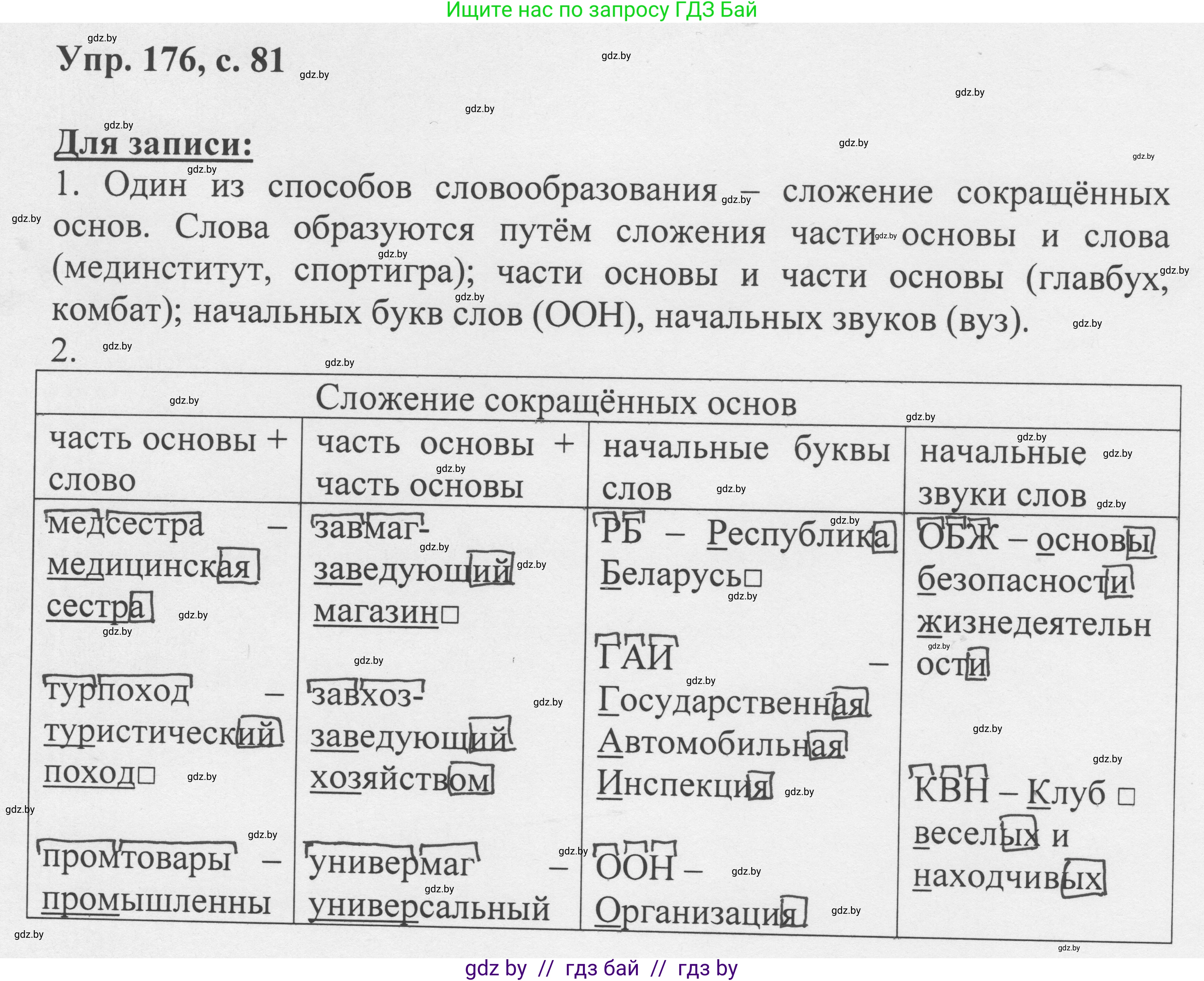 Русский язык, 6 класс Учебник, авторы: Мурина Лариса Александровна, Игнатович Татьяна Владимировна, Жадейко Жанна Фёдоровна, издательство Национальный институт образования, Минск, 2020, страница 81, номер 176, Решение 1