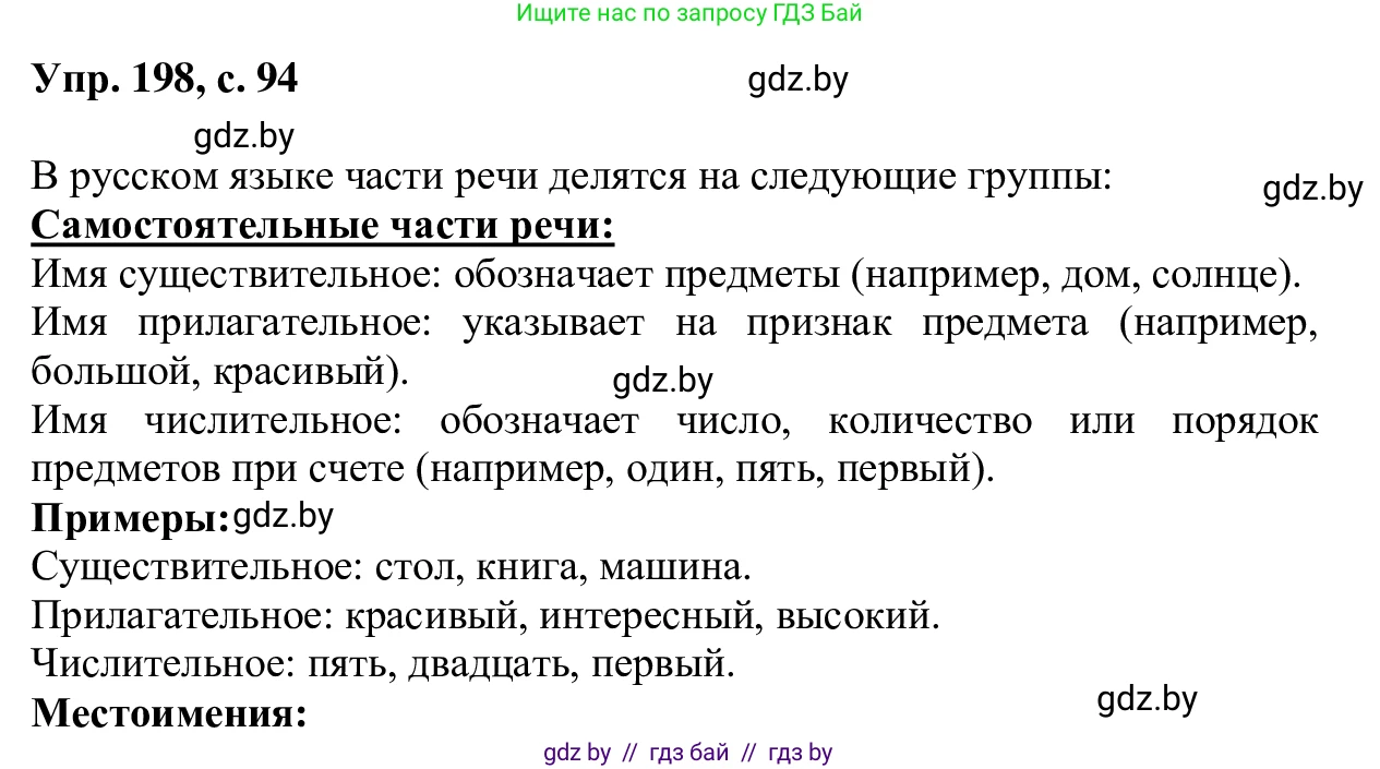Русский язык, 6 класс Учебник, авторы: Мурина Лариса Александровна, Игнатович Татьяна Владимировна, Жадейко Жанна Фёдоровна, издательство Национальный институт образования, Минск, 2020, страница 94, номер 198, Решение 1