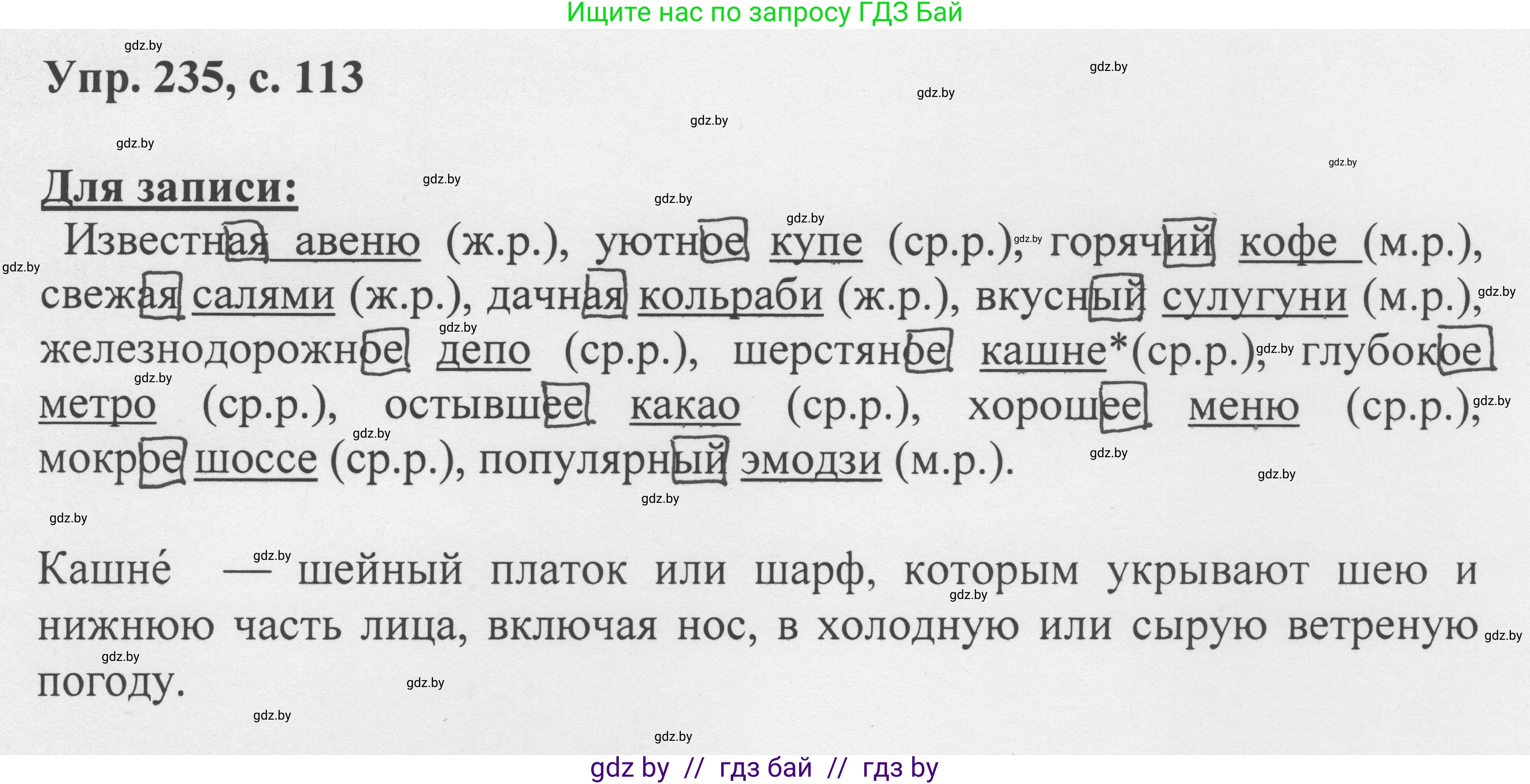Русский язык, 6 класс Учебник, авторы: Мурина Лариса Александровна, Игнатович Татьяна Владимировна, Жадейко Жанна Фёдоровна, издательство Национальный институт образования, Минск, 2020, страница 113, номер 235, Решение 1