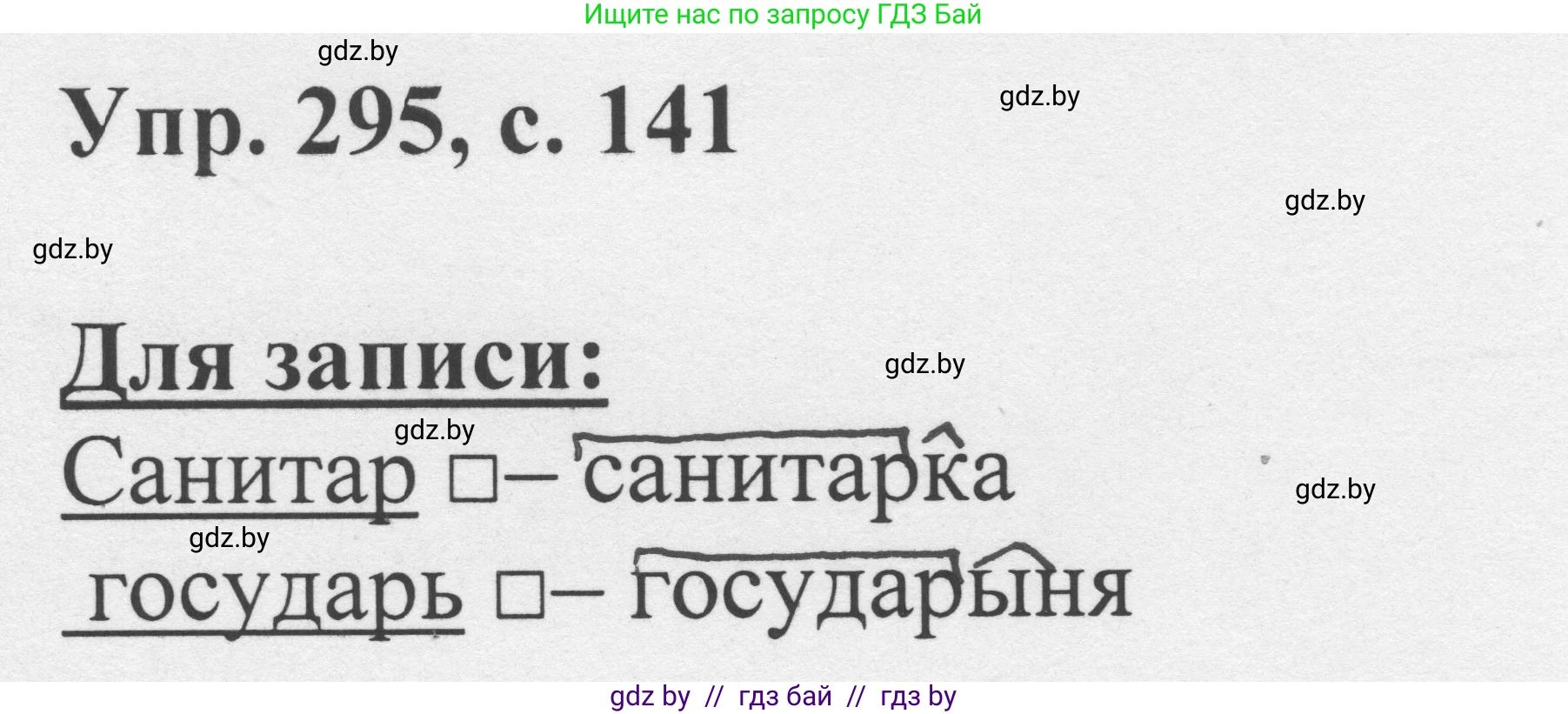 Русский язык, 6 класс Учебник, авторы: Мурина Лариса Александровна, Игнатович Татьяна Владимировна, Жадейко Жанна Фёдоровна, издательство Национальный институт образования, Минск, 2020, страница 141, номер 295, Решение 1