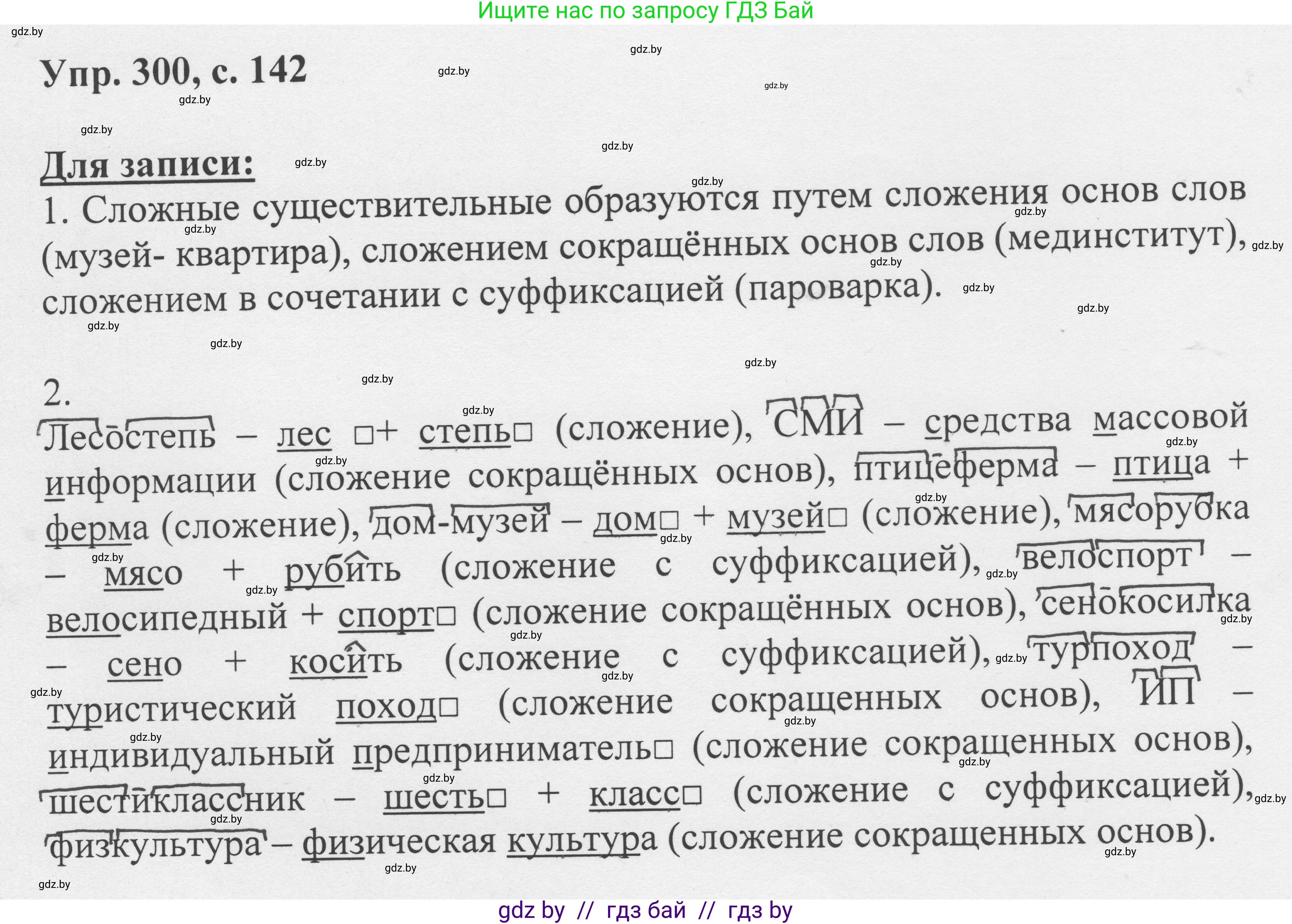 Русский язык, 6 класс Учебник, авторы: Мурина Лариса Александровна, Игнатович Татьяна Владимировна, Жадейко Жанна Фёдоровна, издательство Национальный институт образования, Минск, 2020, страница 142, номер 300, Решение 1