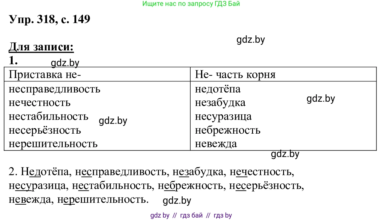 Русский язык, 6 класс Учебник, авторы: Мурина Лариса Александровна, Игнатович Татьяна Владимировна, Жадейко Жанна Фёдоровна, издательство Национальный институт образования, Минск, 2020, страница 149, номер 318, Решение 1