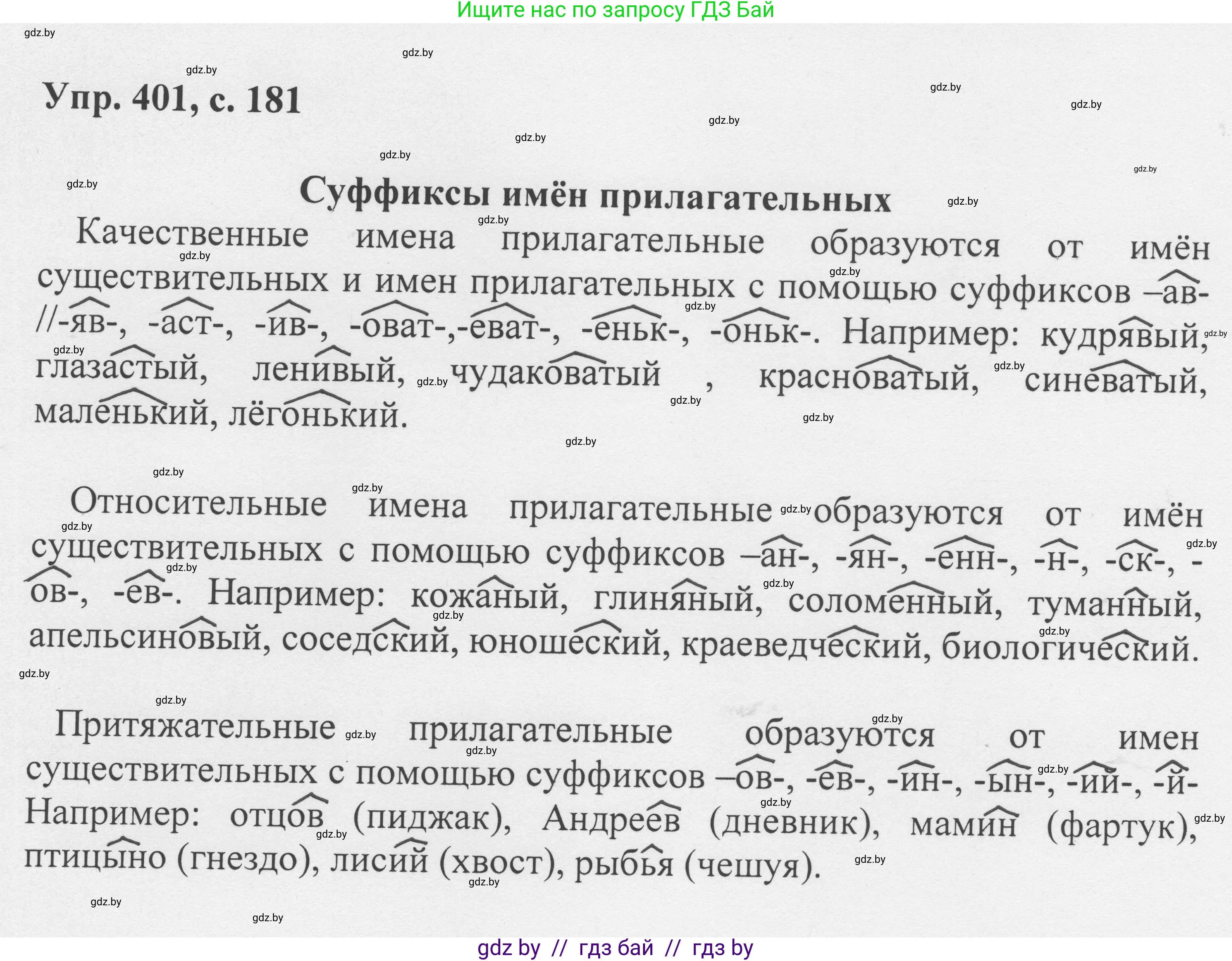 Русский язык, 6 класс Учебник, авторы: Мурина Лариса Александровна, Игнатович Татьяна Владимировна, Жадейко Жанна Фёдоровна, издательство Национальный институт образования, Минск, 2020, страница 181, номер 401, Решение 1