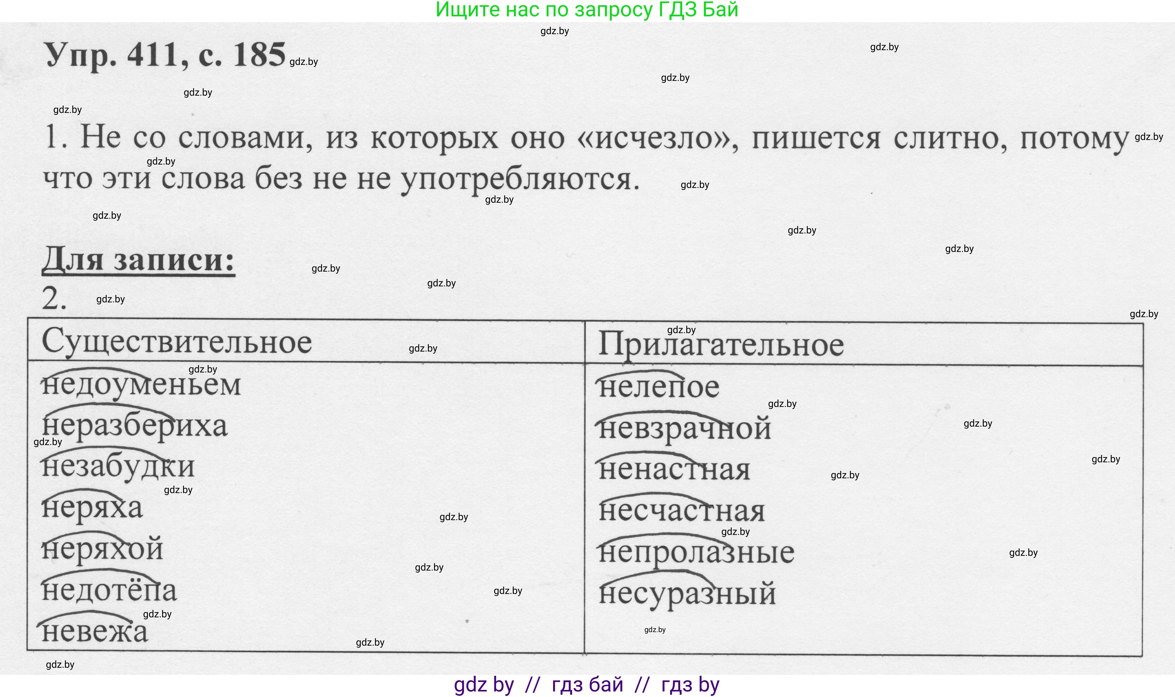 Русский язык, 6 класс Учебник, авторы: Мурина Лариса Александровна, Игнатович Татьяна Владимировна, Жадейко Жанна Фёдоровна, издательство Национальный институт образования, Минск, 2020, страница 185, номер 411, Решение 1