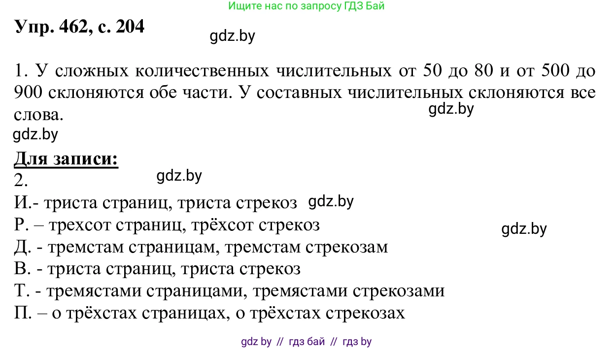 Русский язык, 6 класс Учебник, авторы: Мурина Лариса Александровна, Игнатович Татьяна Владимировна, Жадейко Жанна Фёдоровна, издательство Национальный институт образования, Минск, 2020, страница 204, номер 462, Решение 1