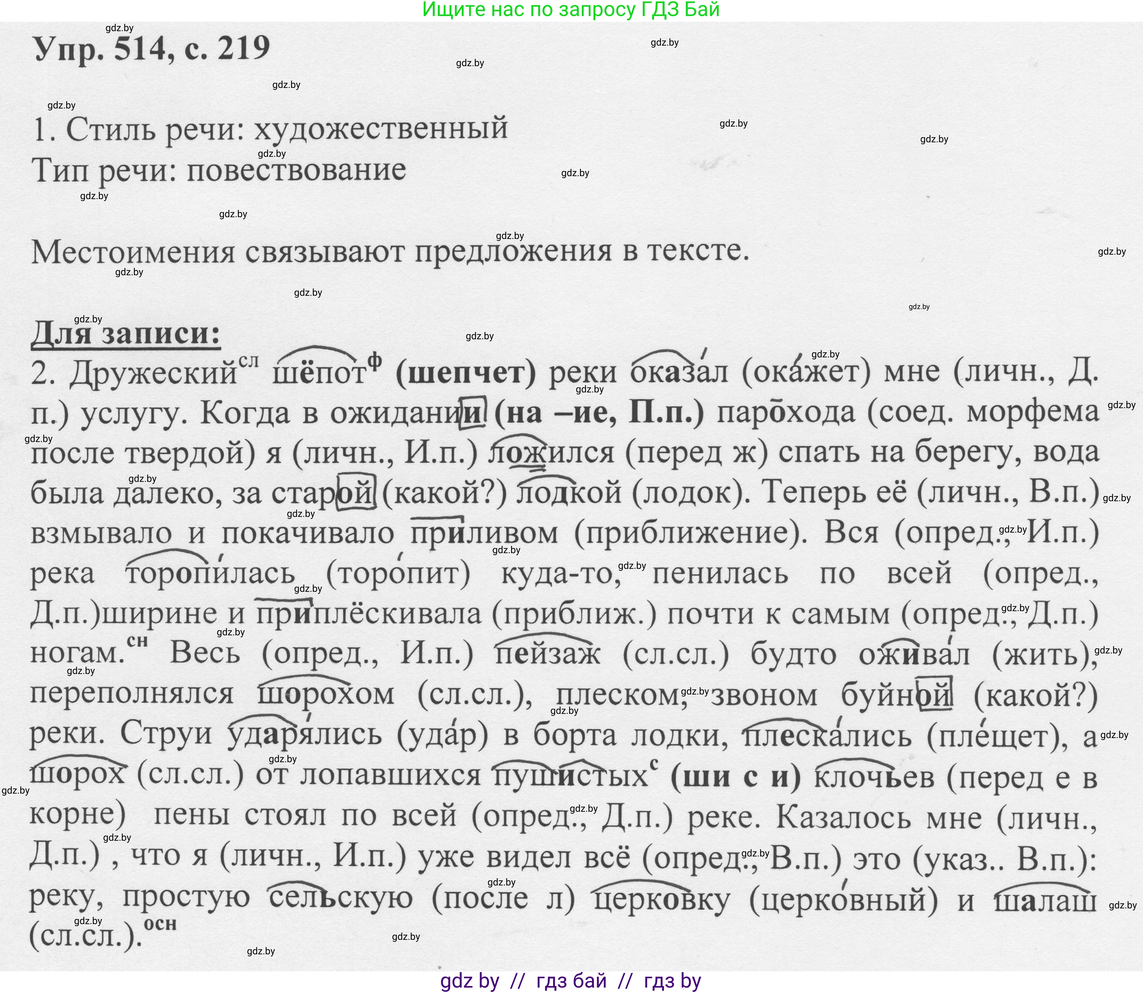 Русский язык, 6 класс Учебник, авторы: Мурина Лариса Александровна, Игнатович Татьяна Владимировна, Жадейко Жанна Фёдоровна, издательство Национальный институт образования, Минск, 2020, страница 219, номер 514, Решение 1