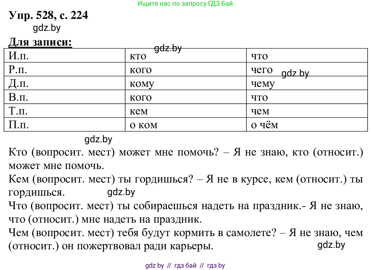Русский язык, 6 класс Учебник, авторы: Мурина Лариса Александровна, Игнатович Татьяна Владимировна, Жадейко Жанна Фёдоровна, издательство Национальный институт образования, Минск, 2020, страница 224, номер 528, Решение 1