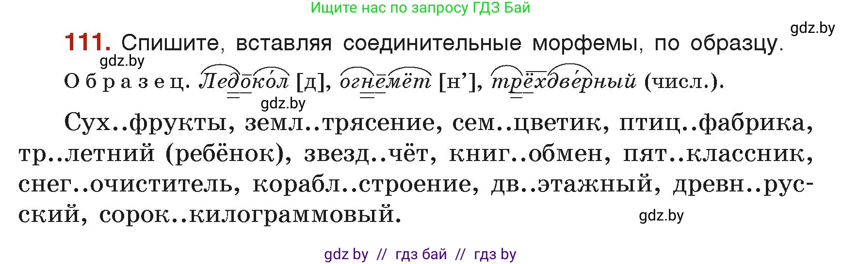 Русский язык, 6 класс Учебник, авторы: Мурина Лариса Александровна, Леонович Валентина Леонидовна, Жадейко Жанна Фёдоровна, Таяновская Ирина Владимировна, издательство Академия образования, Минск, 2026, страница 63, номер 111, Условие