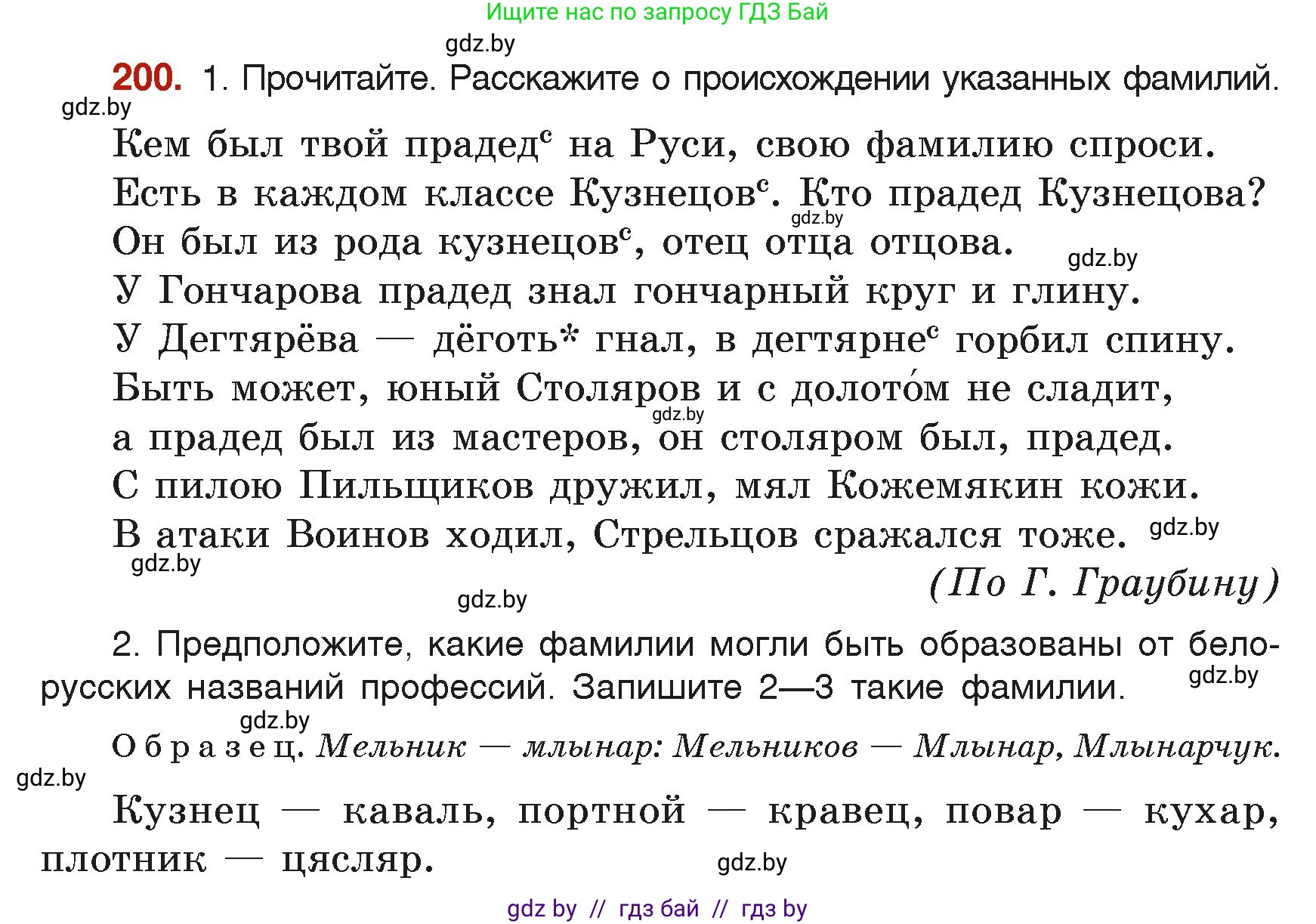 Русский язык, 6 класс Учебник, авторы: Мурина Лариса Александровна, Леонович Валентина Леонидовна, Жадейко Жанна Фёдоровна, Таяновская Ирина Владимировна, издательство Академия образования, Минск, 2026, страница 107, номер 200, Условие