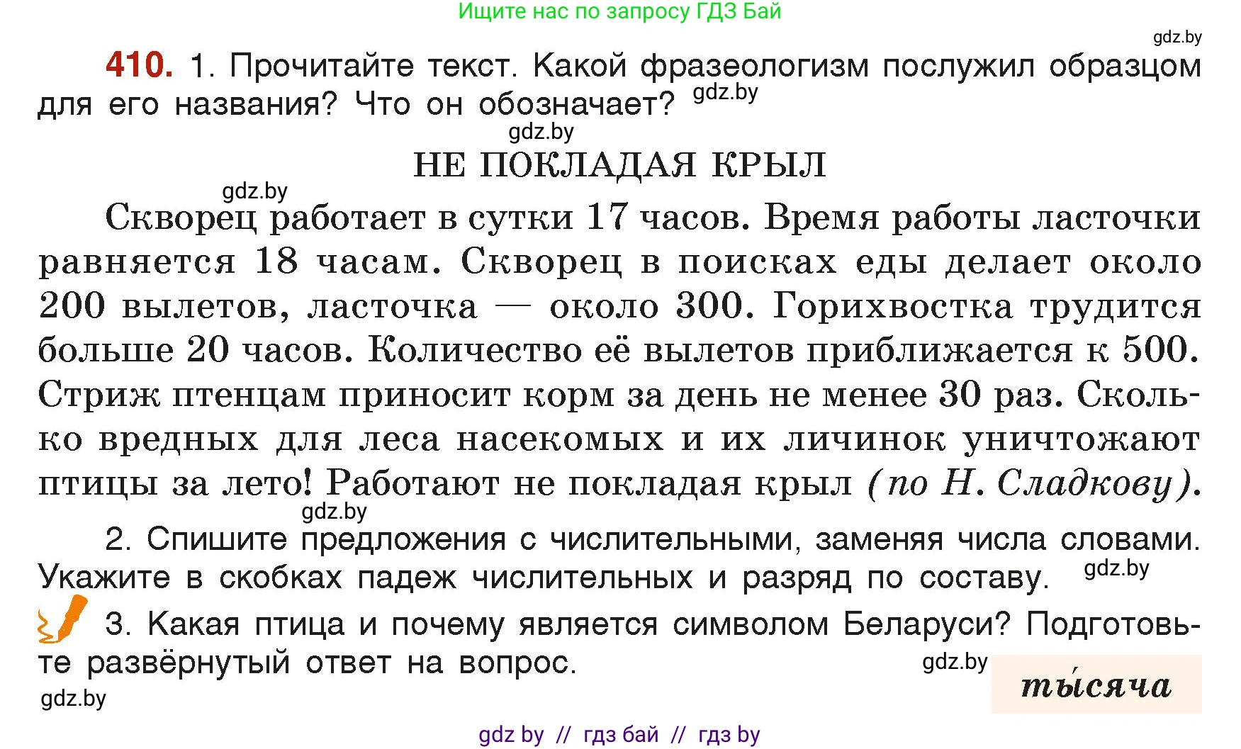 Русский язык, 6 класс Учебник, авторы: Мурина Лариса Александровна, Леонович Валентина Леонидовна, Жадейко Жанна Фёдоровна, Таяновская Ирина Владимировна, издательство Академия образования, Минск, 2026, страница 203, номер 410, Условие