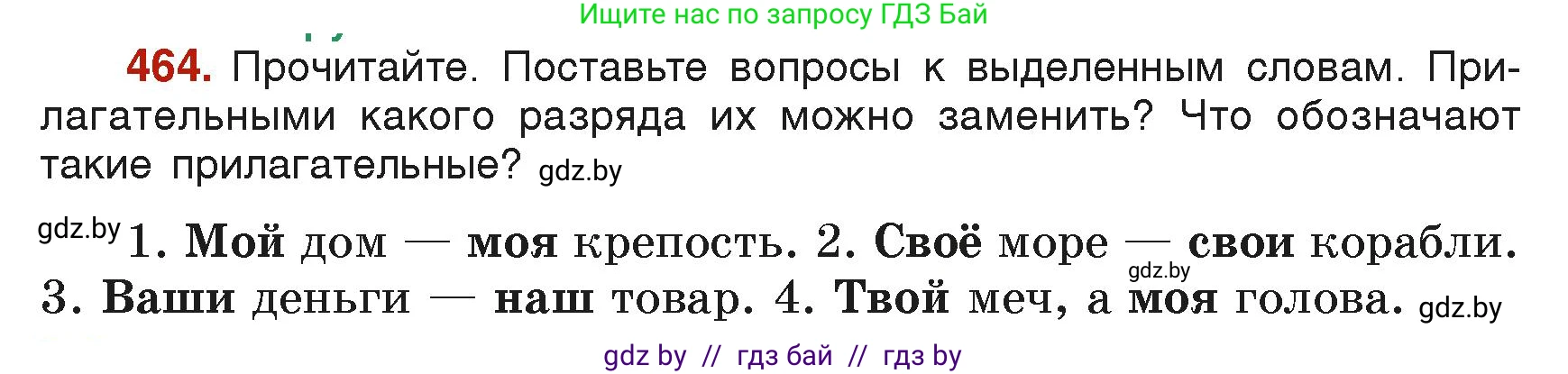 Русский язык, 6 класс Учебник, авторы: Мурина Лариса Александровна, Леонович Валентина Леонидовна, Жадейко Жанна Фёдоровна, Таяновская Ирина Владимировна, издательство Академия образования, Минск, 2026, страница 228, номер 464, Условие