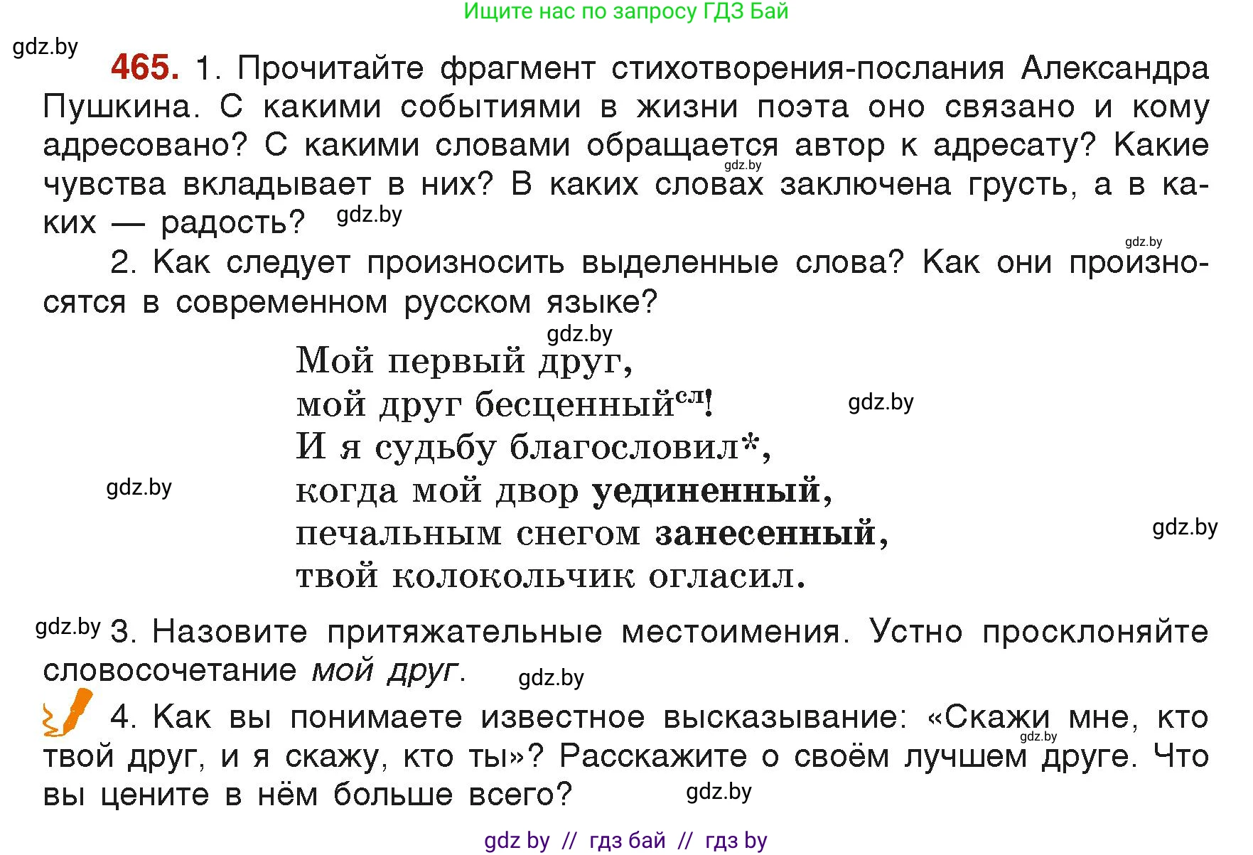 Русский язык, 6 класс Учебник, авторы: Мурина Лариса Александровна, Леонович Валентина Леонидовна, Жадейко Жанна Фёдоровна, Таяновская Ирина Владимировна, издательство Академия образования, Минск, 2026, страница 228, номер 465, Условие