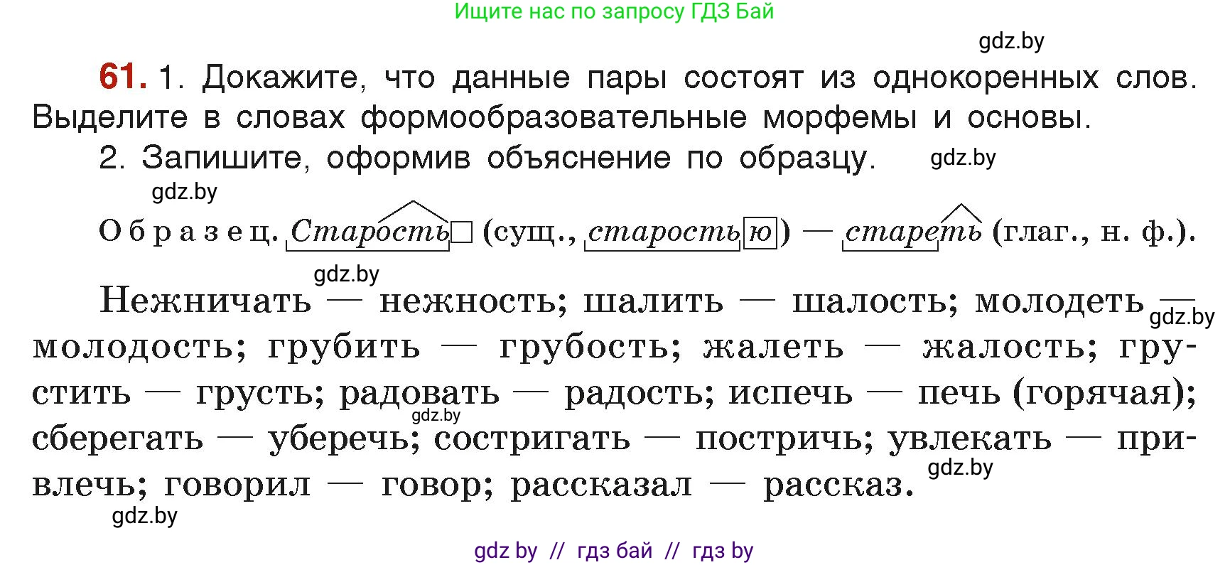 Русский язык, 6 класс Учебник, авторы: Мурина Лариса Александровна, Леонович Валентина Леонидовна, Жадейко Жанна Фёдоровна, Таяновская Ирина Владимировна, издательство Академия образования, Минск, 2026, страница 42, номер 61, Условие