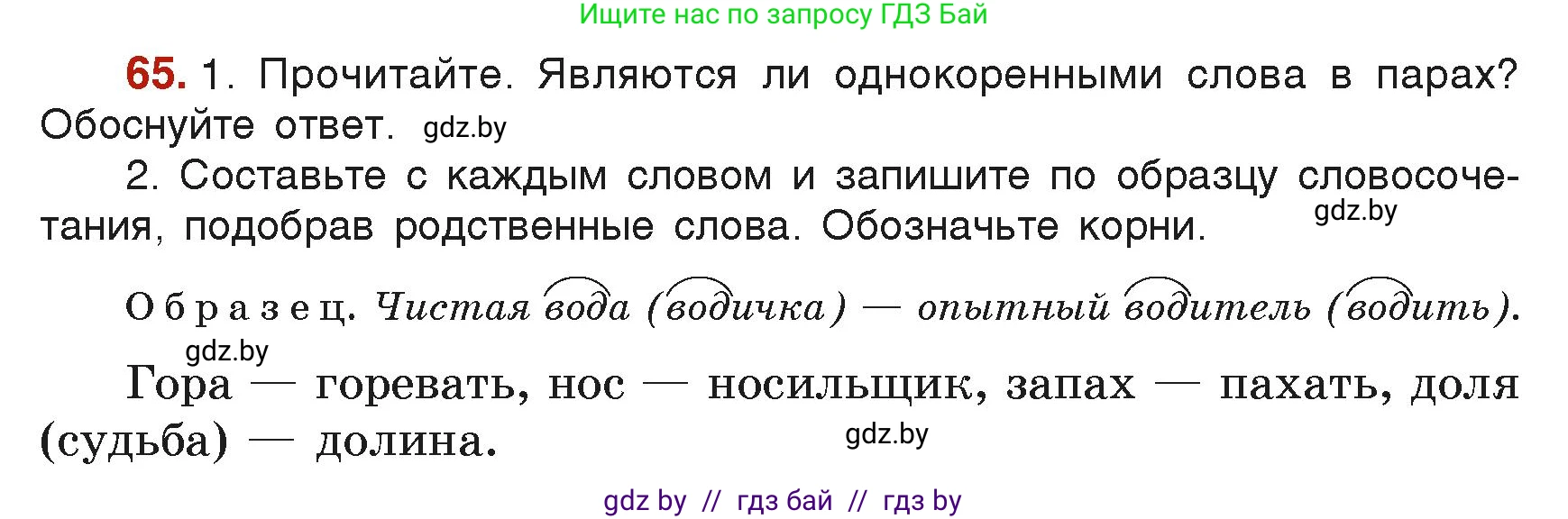 Русский язык, 6 класс Учебник, авторы: Мурина Лариса Александровна, Леонович Валентина Леонидовна, Жадейко Жанна Фёдоровна, Таяновская Ирина Владимировна, издательство Академия образования, Минск, 2026, страница 44, номер 65, Условие